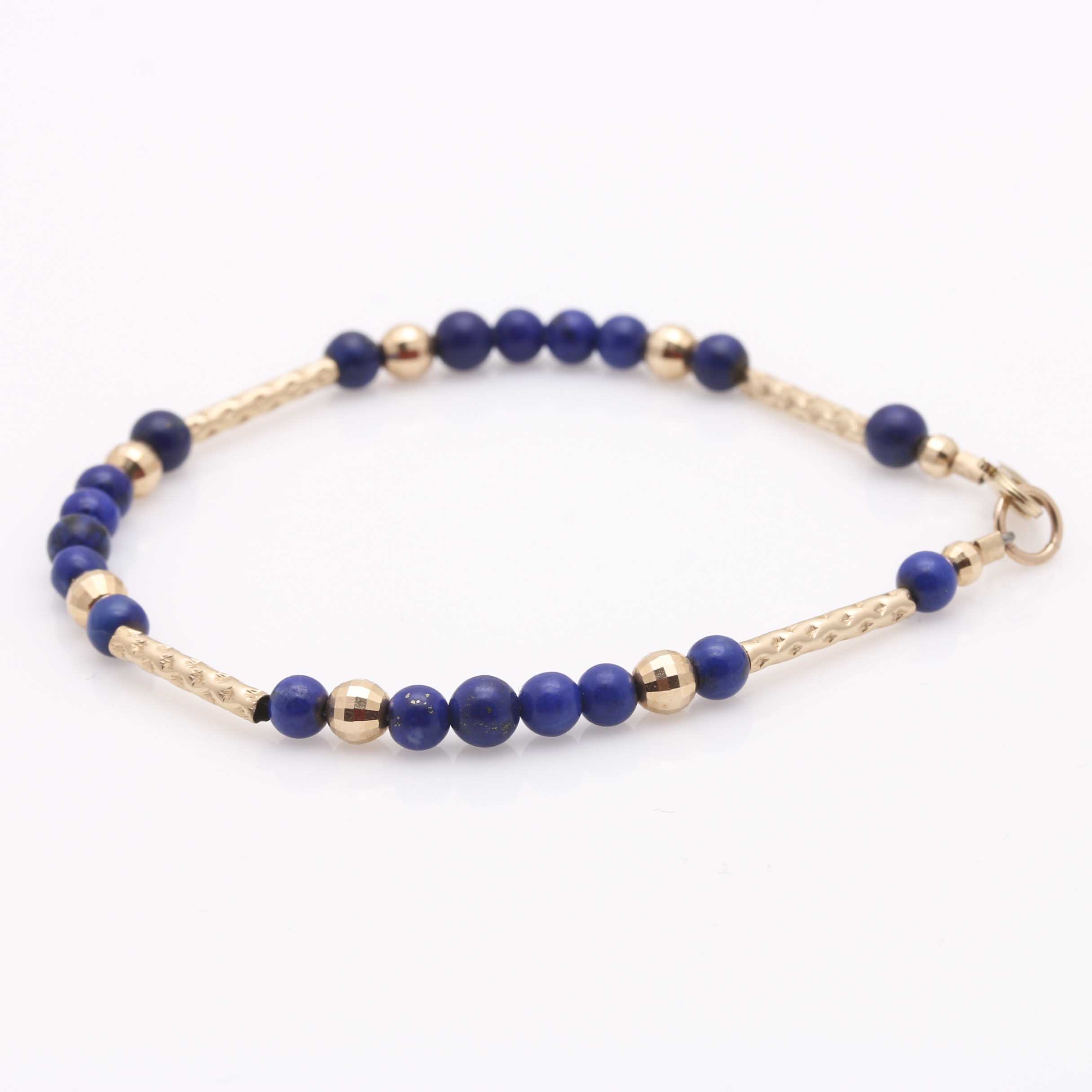 14K Yellow Gold and Lapis Bracelet