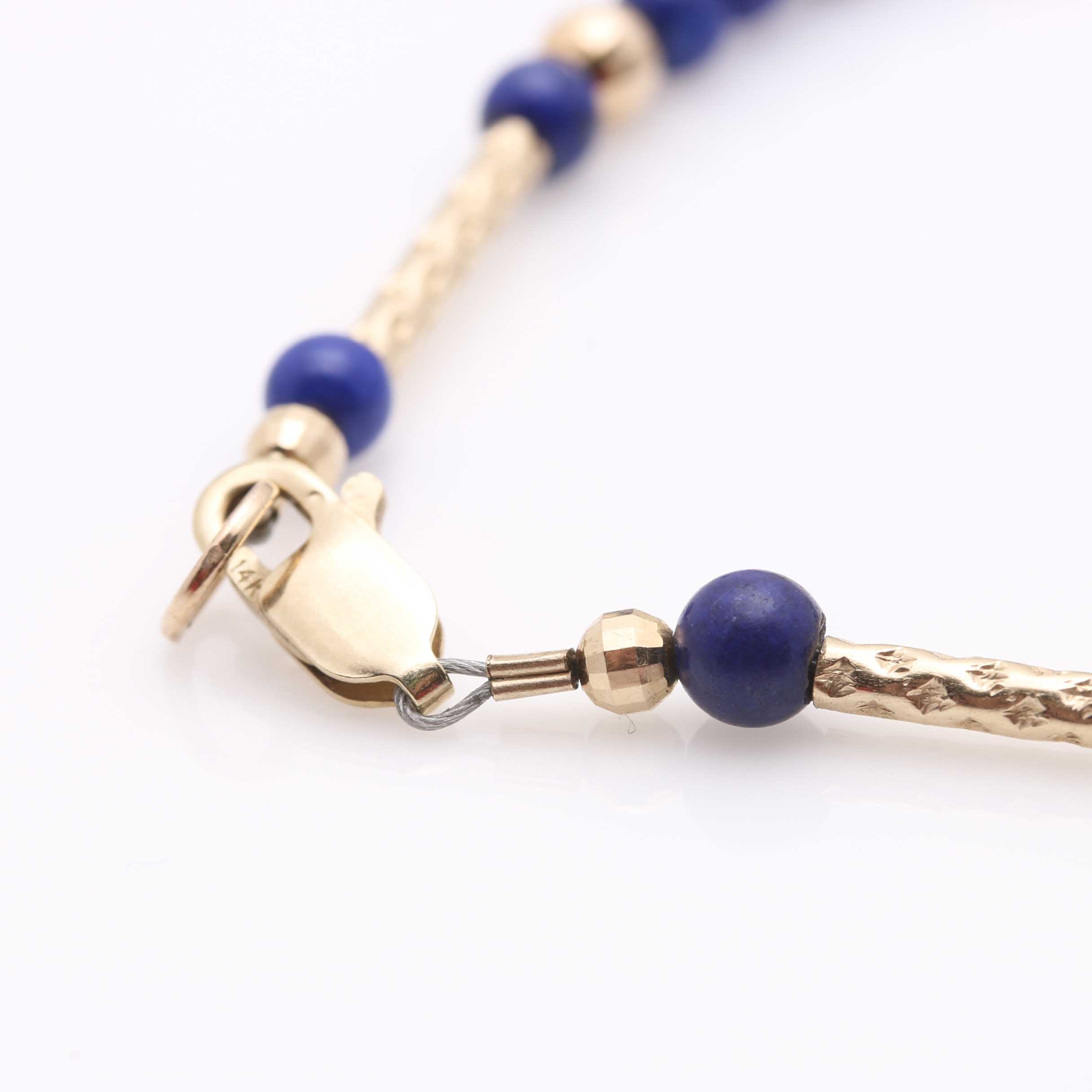 14K Yellow Gold and Lapis Bracelet