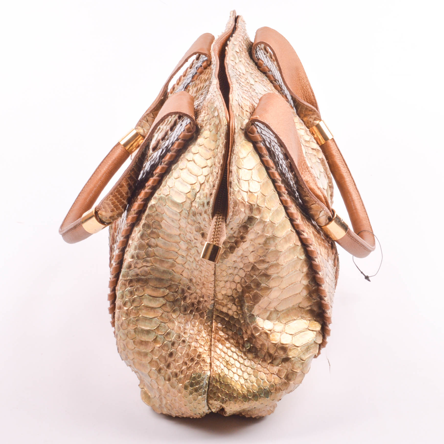 Pergolesi Leather and Metallic Python Handbag, Made in Italy