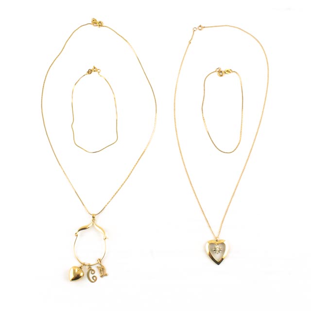 14K Yellow Gold Bracelets and Necklaces