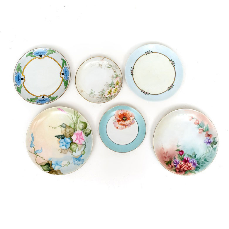 Assortment Six Vintage Porcelain Plates