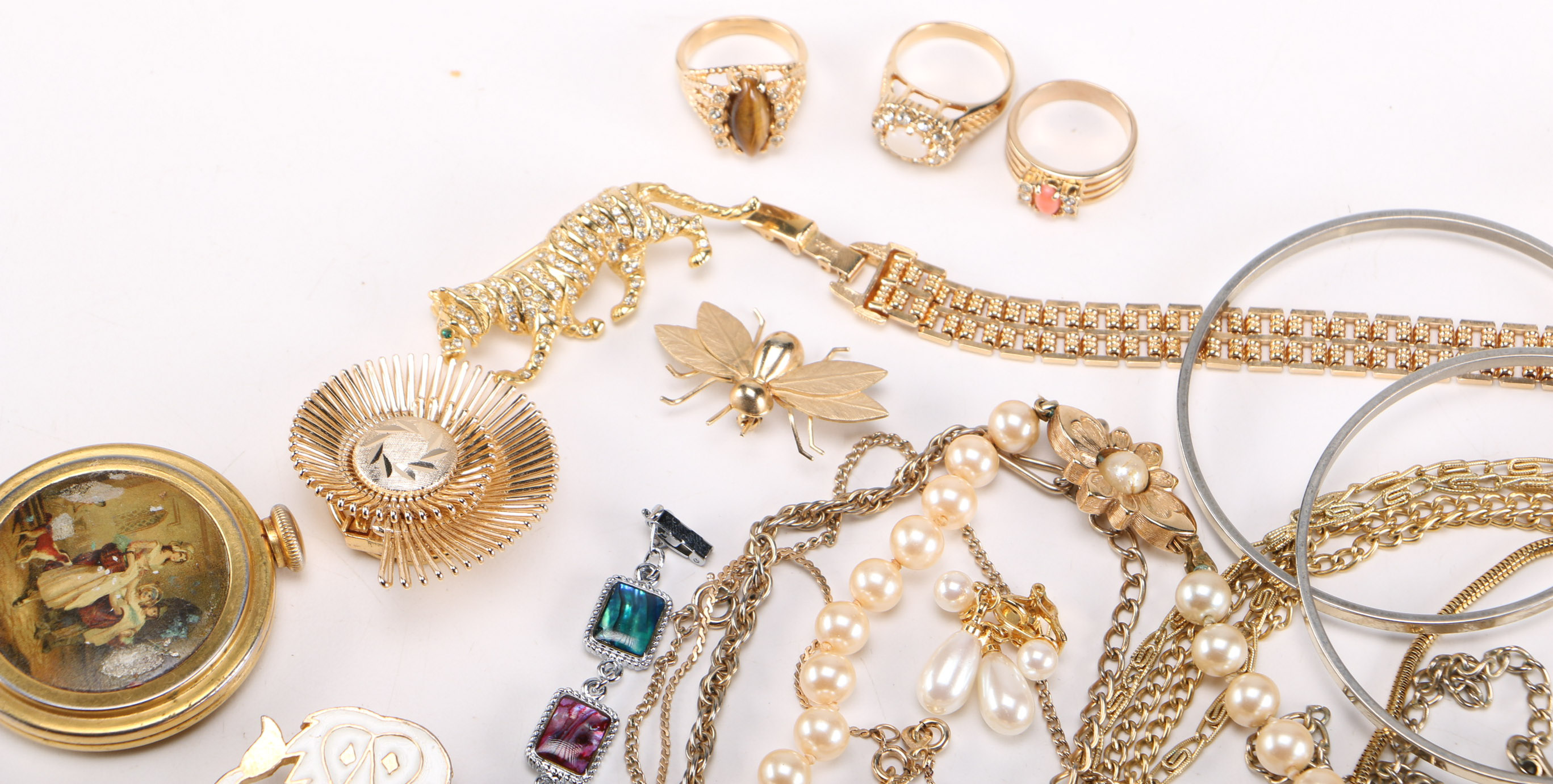 Assortment of Gold-Toned Costume Jewelry