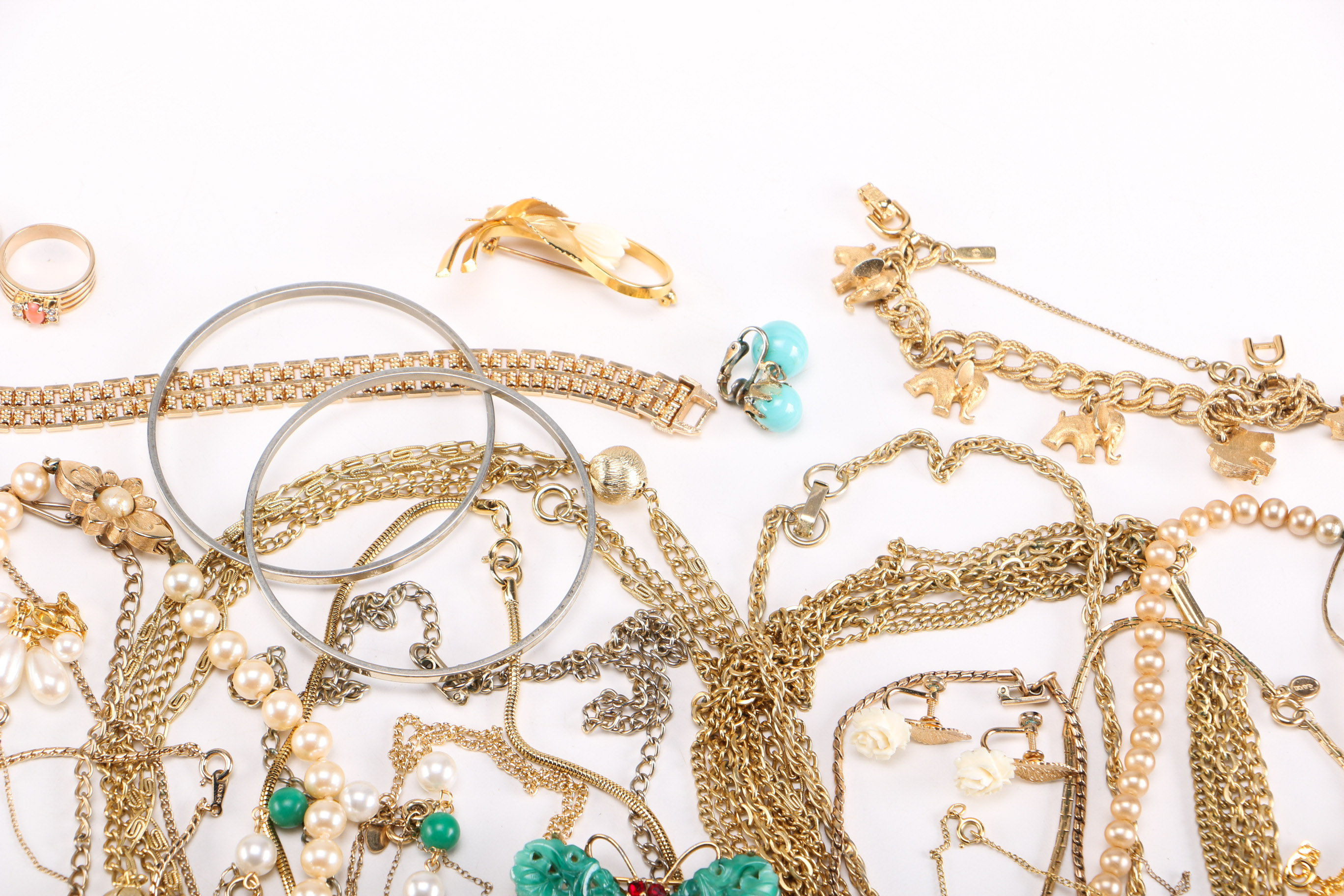 Assortment of Gold-Toned Costume Jewelry