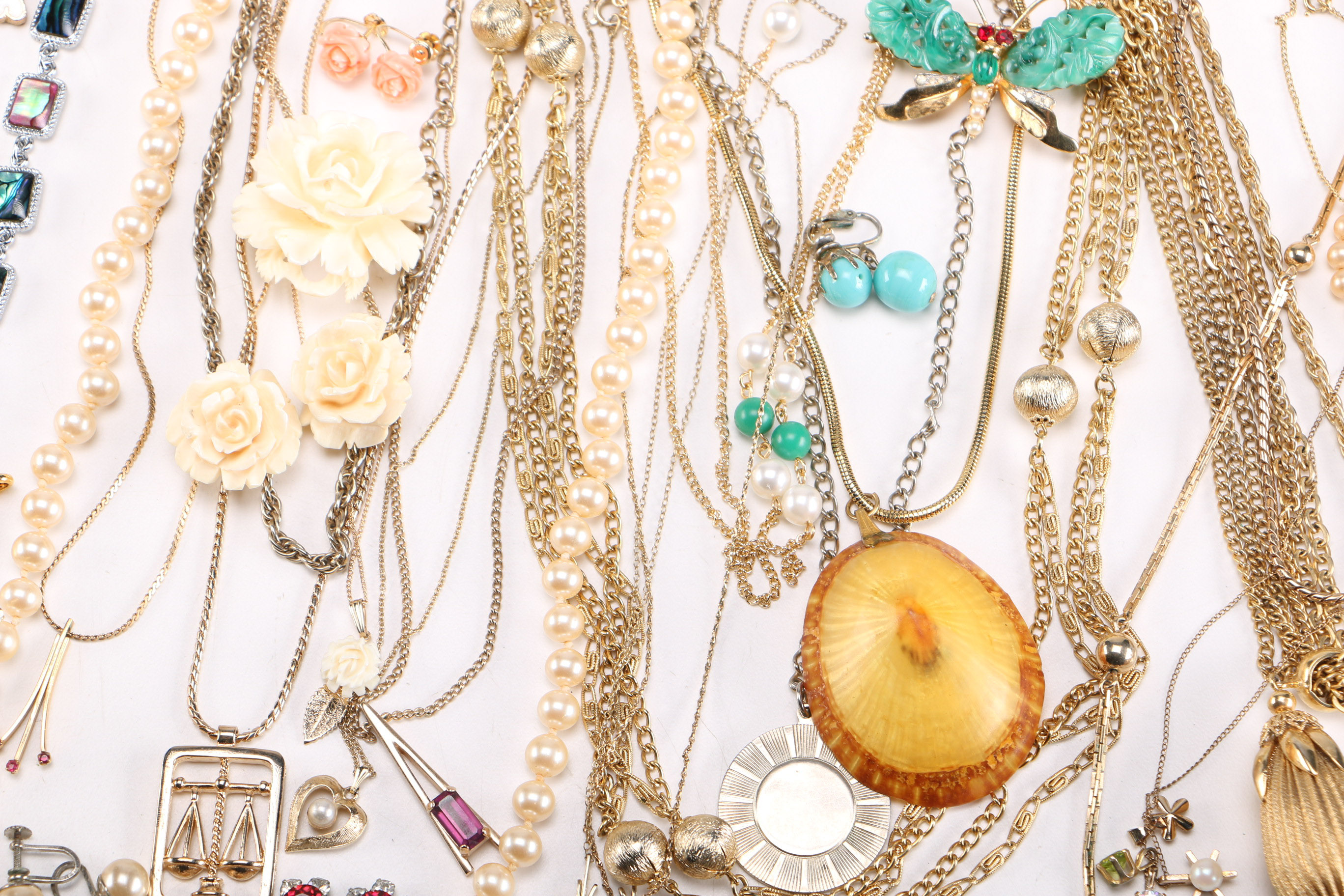 Assortment of Gold-Toned Costume Jewelry