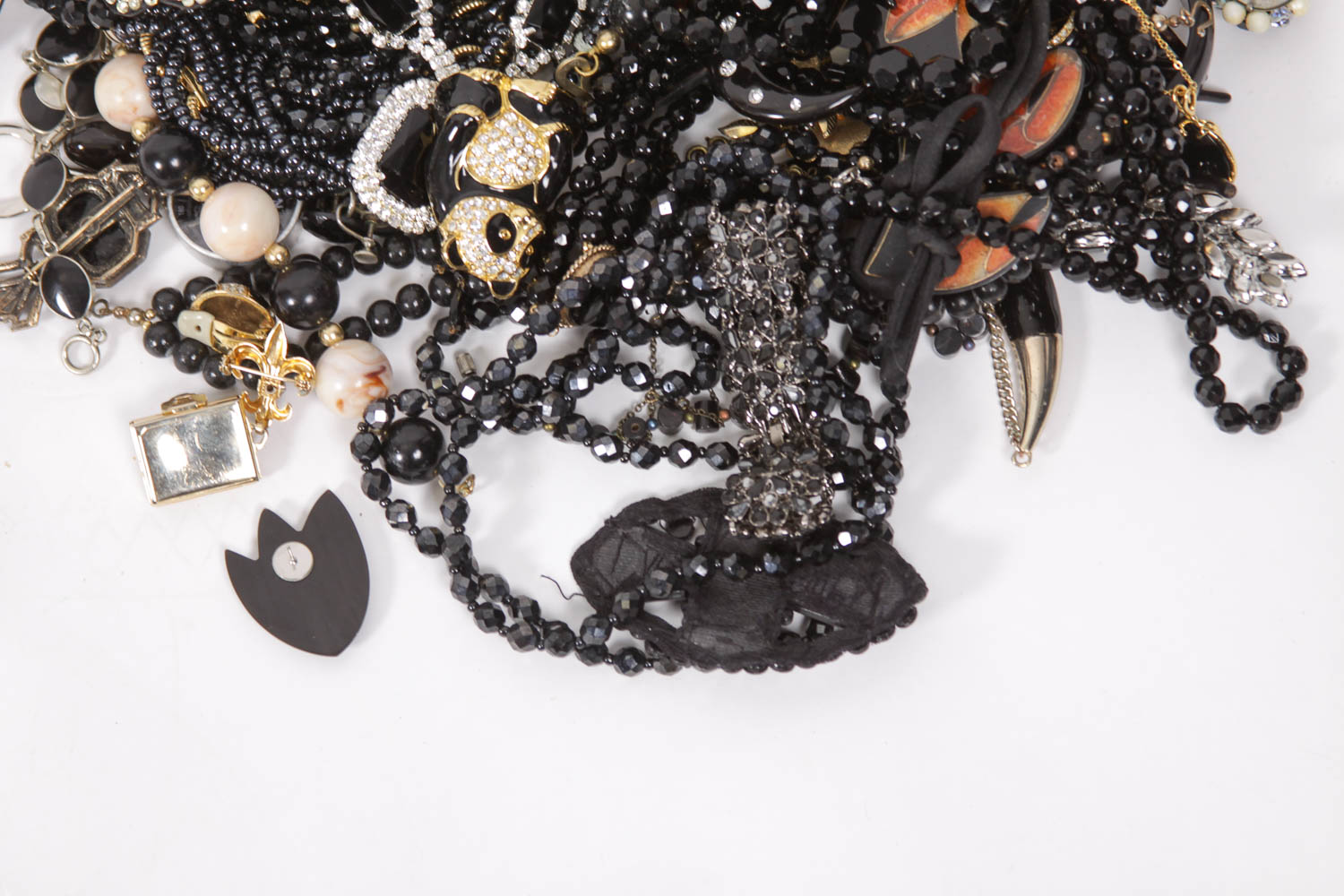 Assortment of Black Costume Jewelry