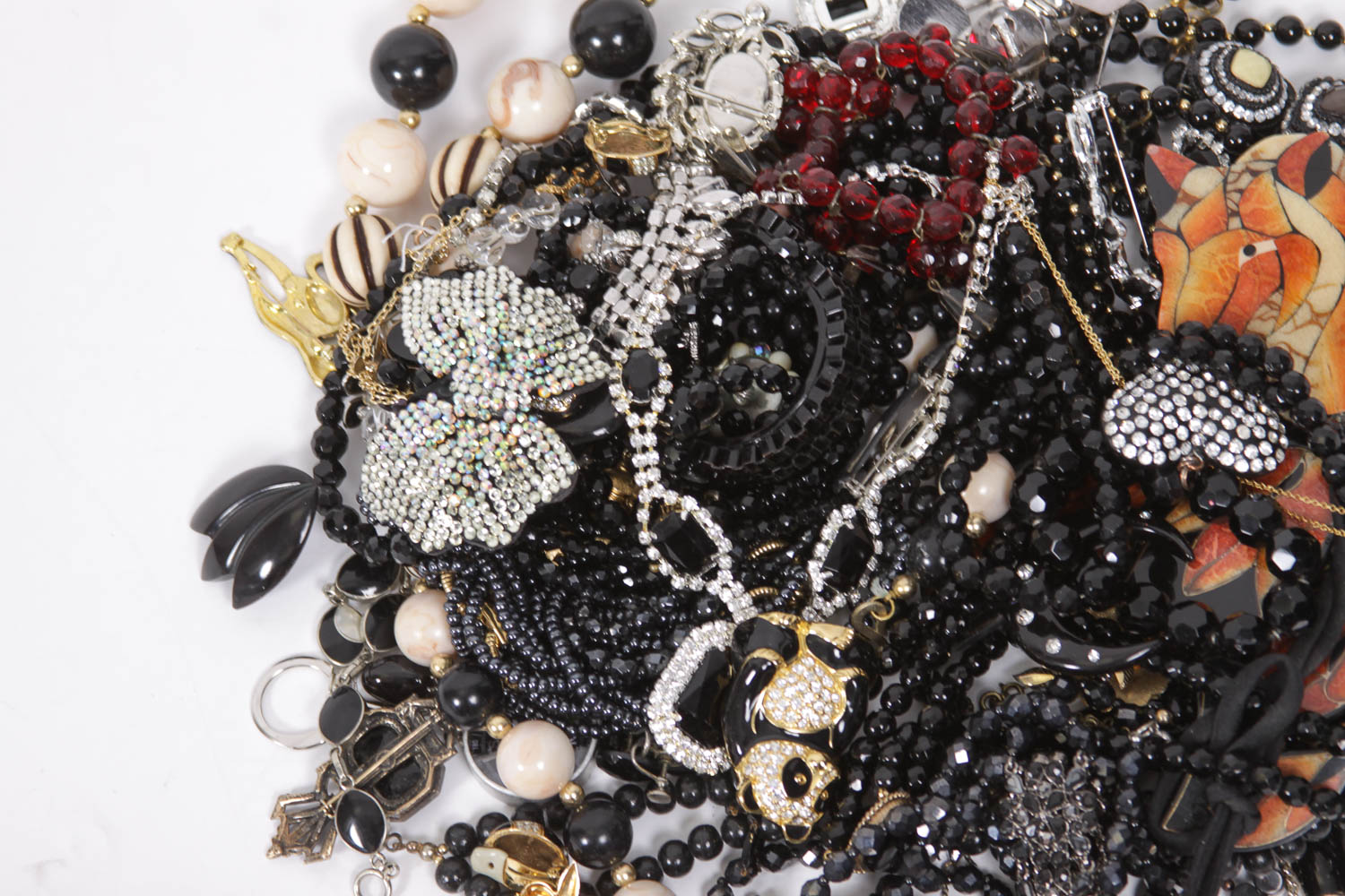 Assortment of Black Costume Jewelry