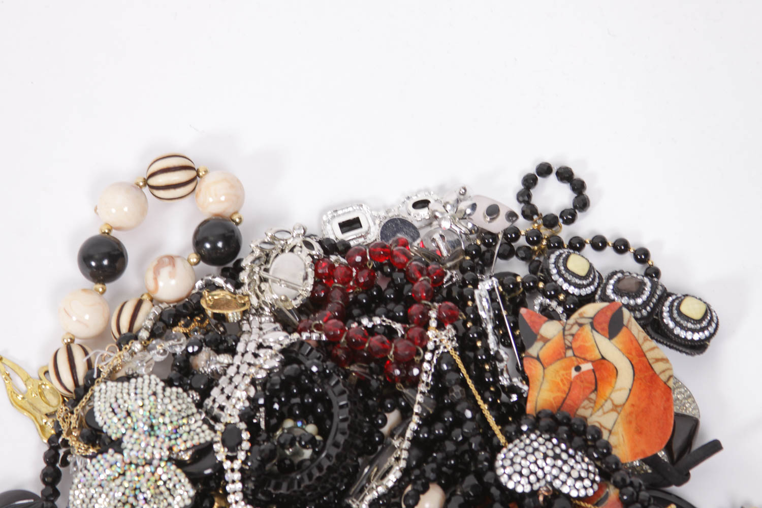 Assortment of Black Costume Jewelry