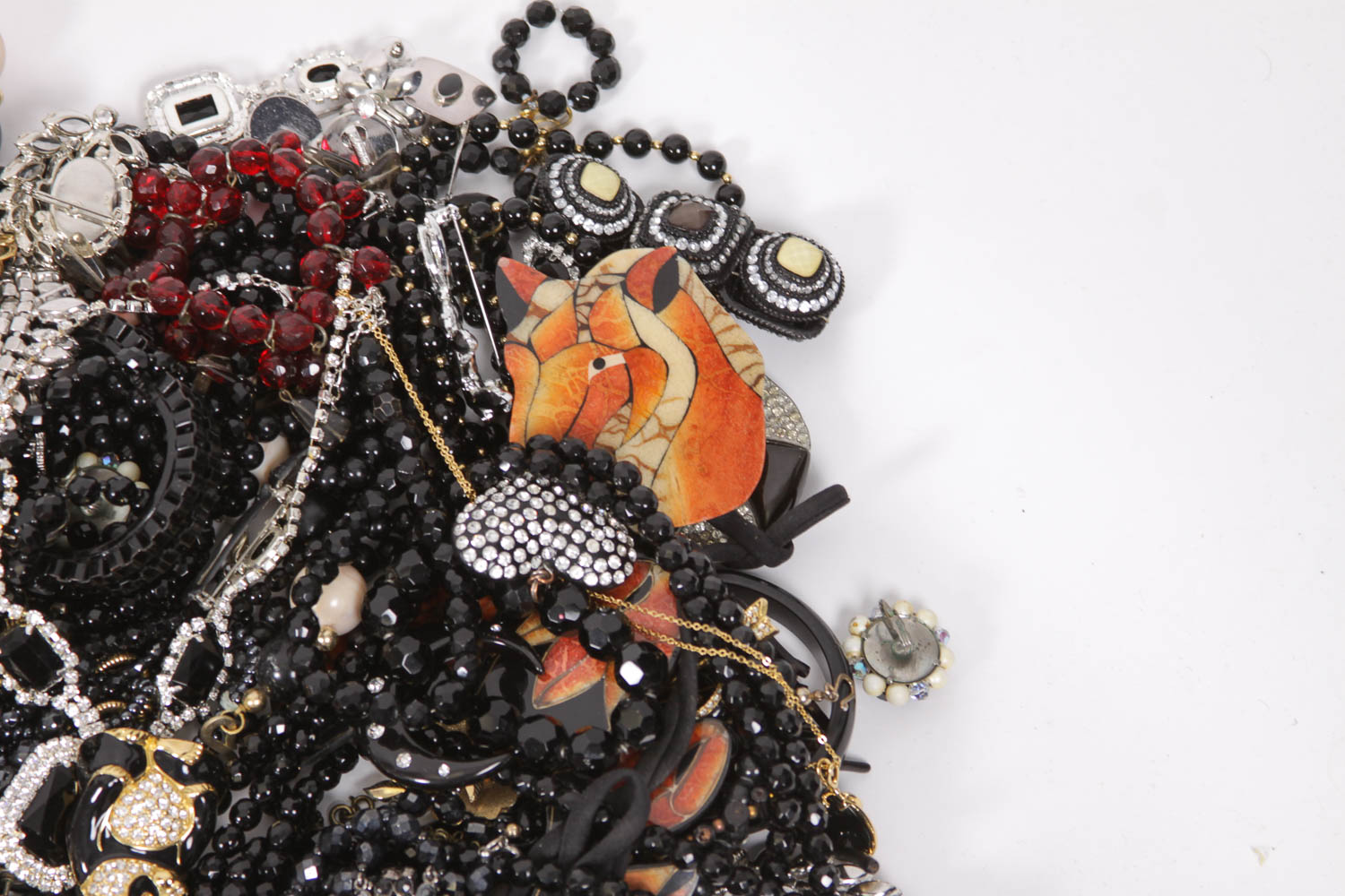 Assortment of Black Costume Jewelry