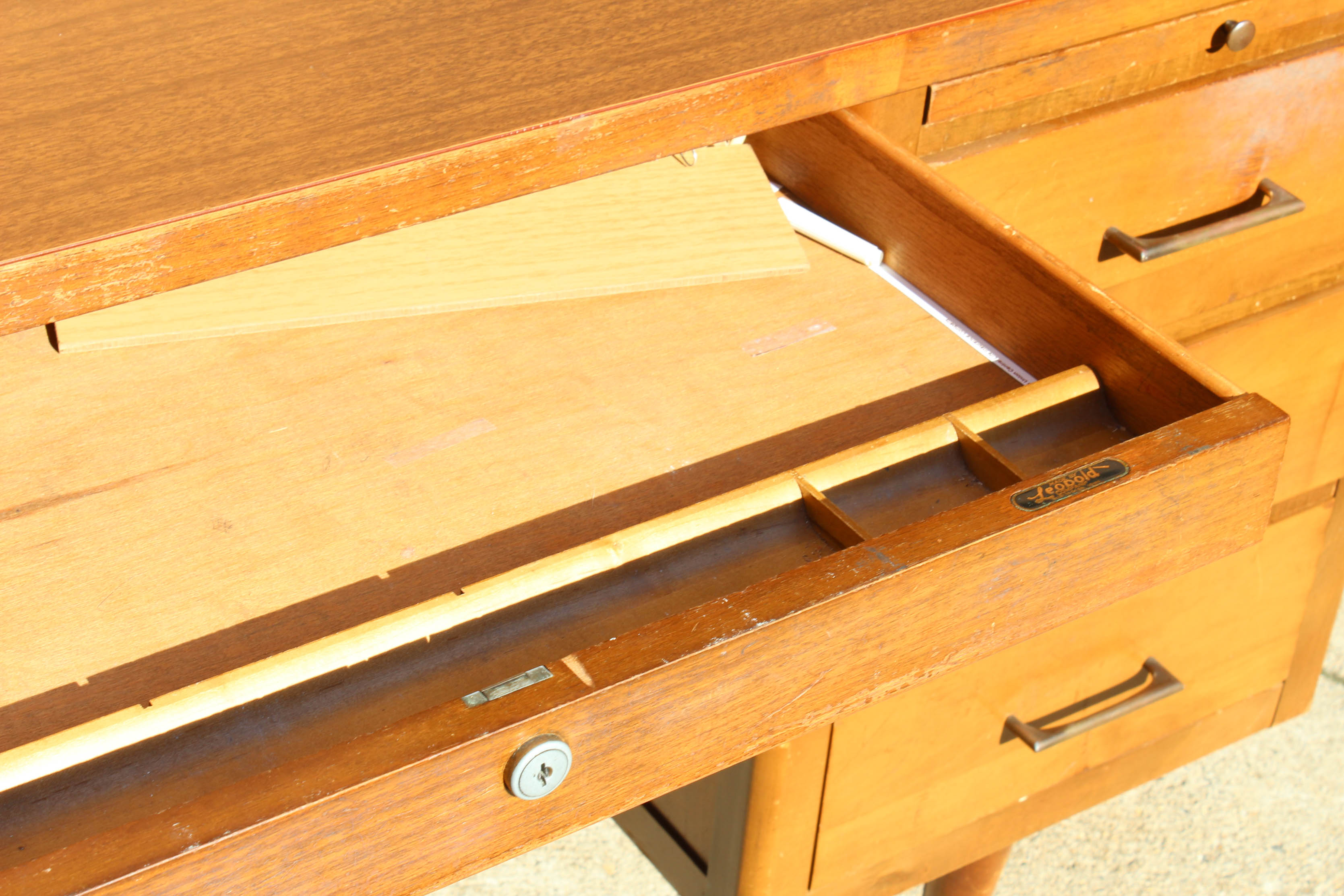 Leopold Mid Century Modern Oak Desk