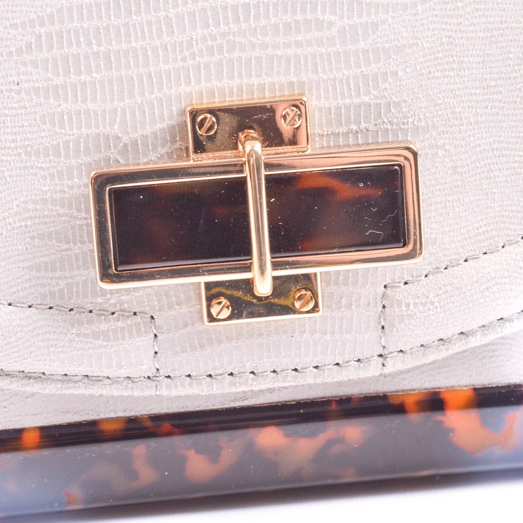 New Tory Burch Lizard-Embossed Resin Frame Bag