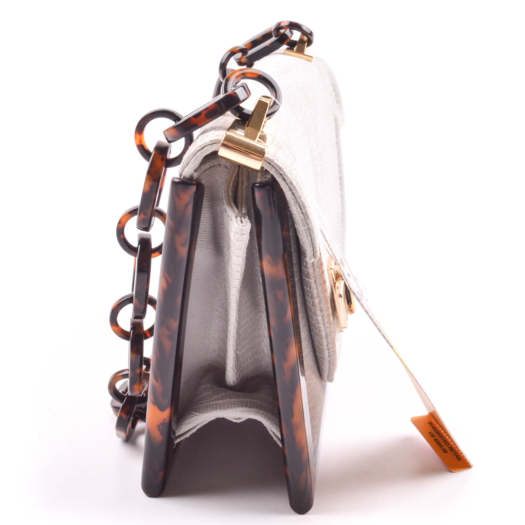 New Tory Burch Lizard-Embossed Resin Frame Bag