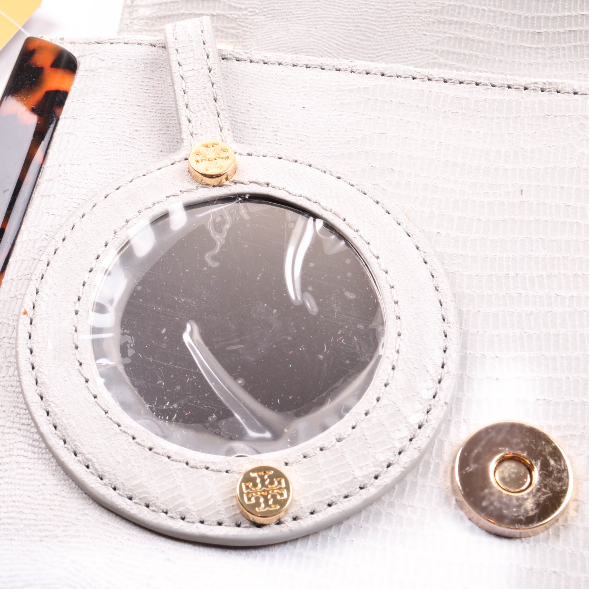 New Tory Burch Lizard-Embossed Resin Frame Bag