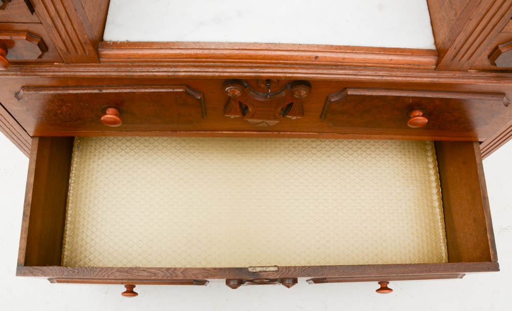 Victorian Eastlake Marble Top Dresser and Mirror