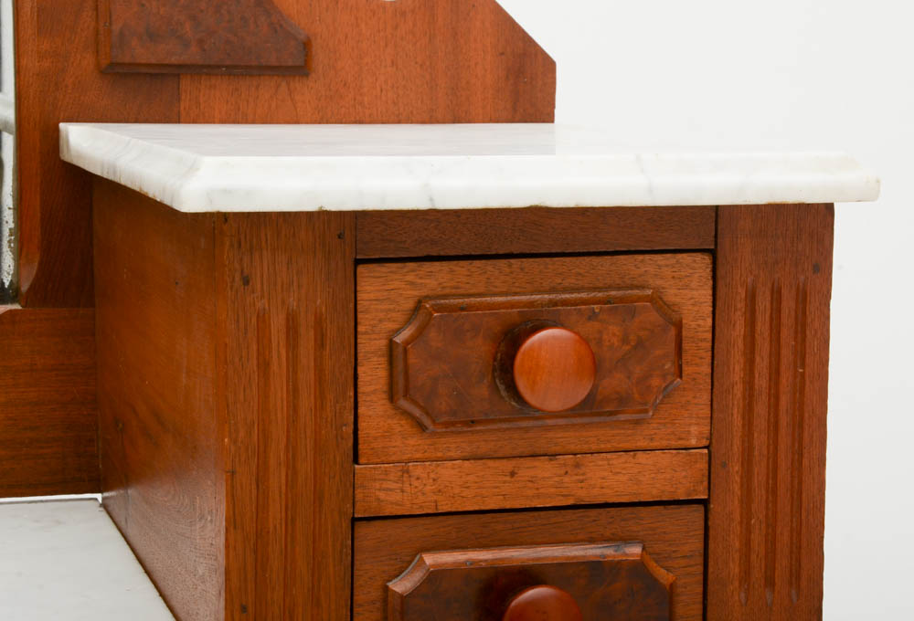 Victorian Eastlake Marble Top Dresser and Mirror