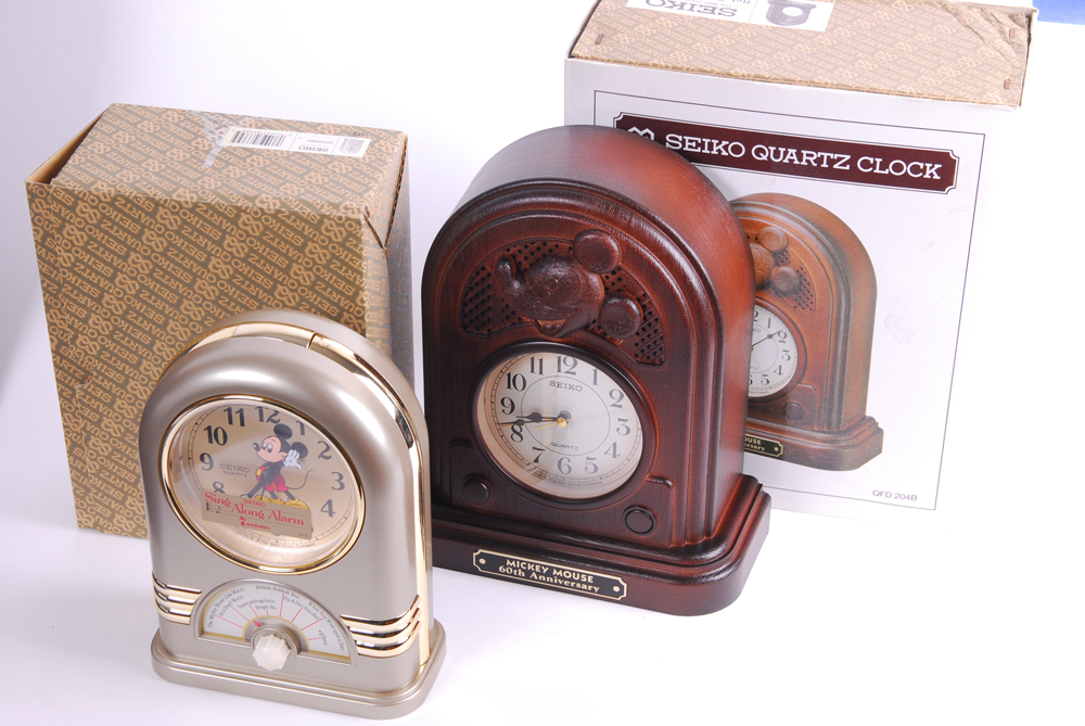 Seiko Quartz Clocks Featuring Mickey Mouse