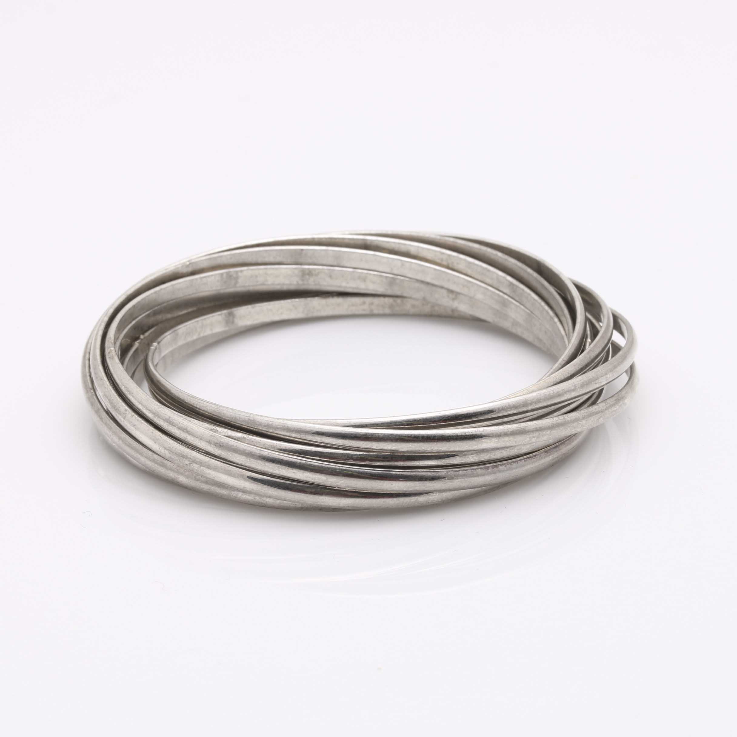 Silver Tone Interlocking Bangles and Cuff