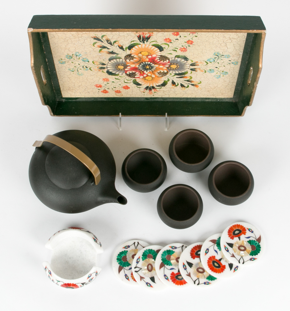 Chinese Ceramic Tea Set and Tray