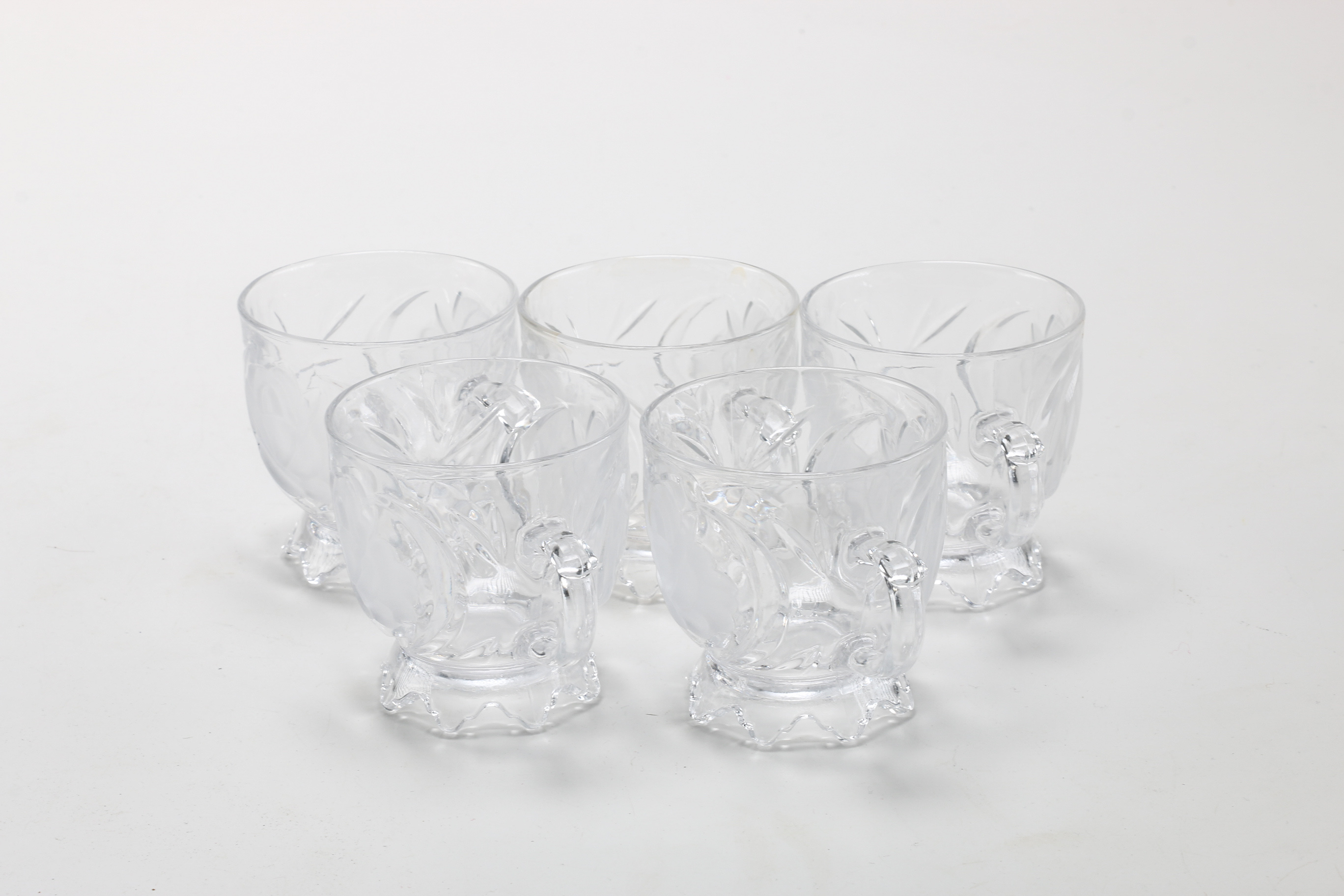 Vintage Etched Glass Luncheon Tray Set