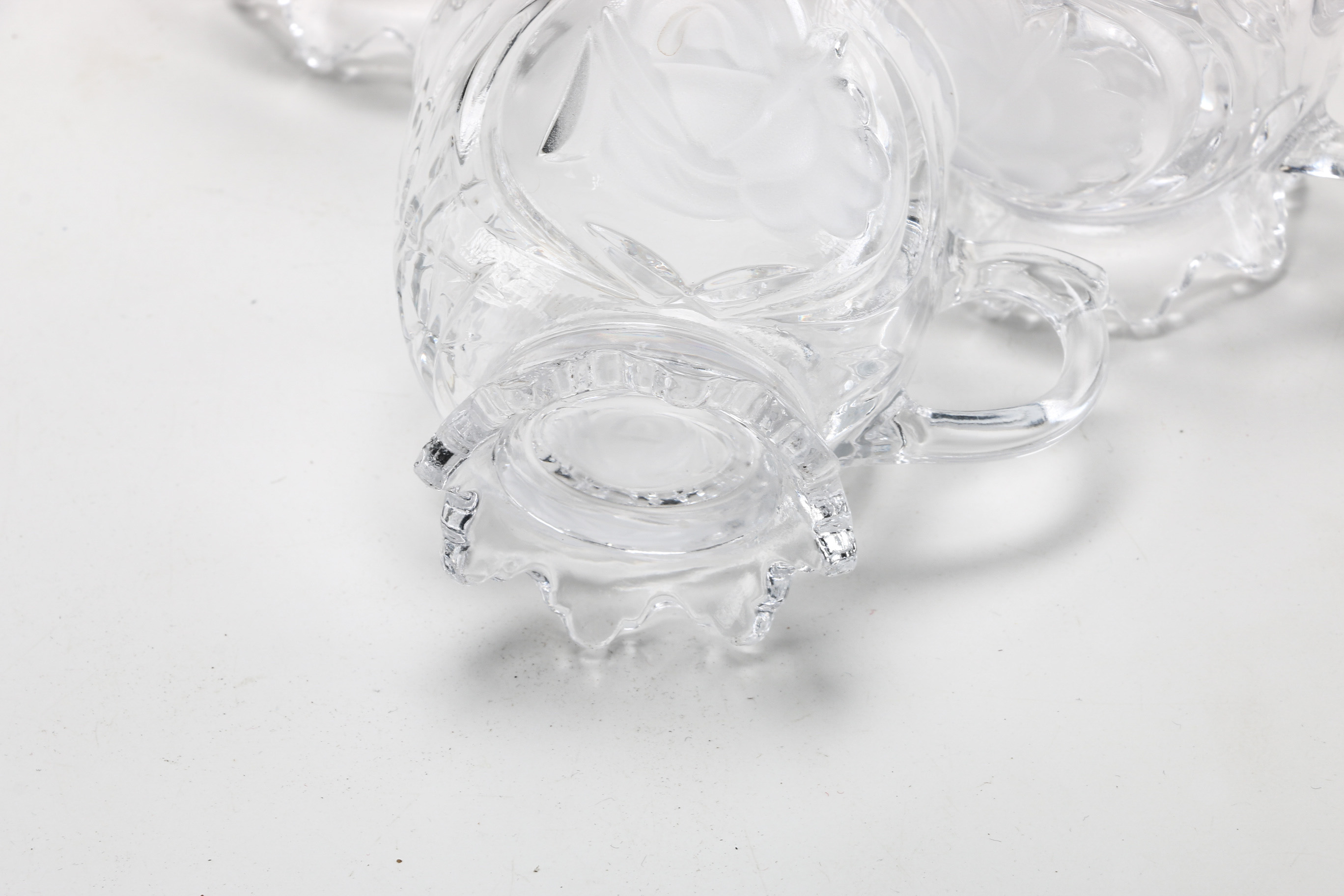 Vintage Etched Glass Luncheon Tray Set