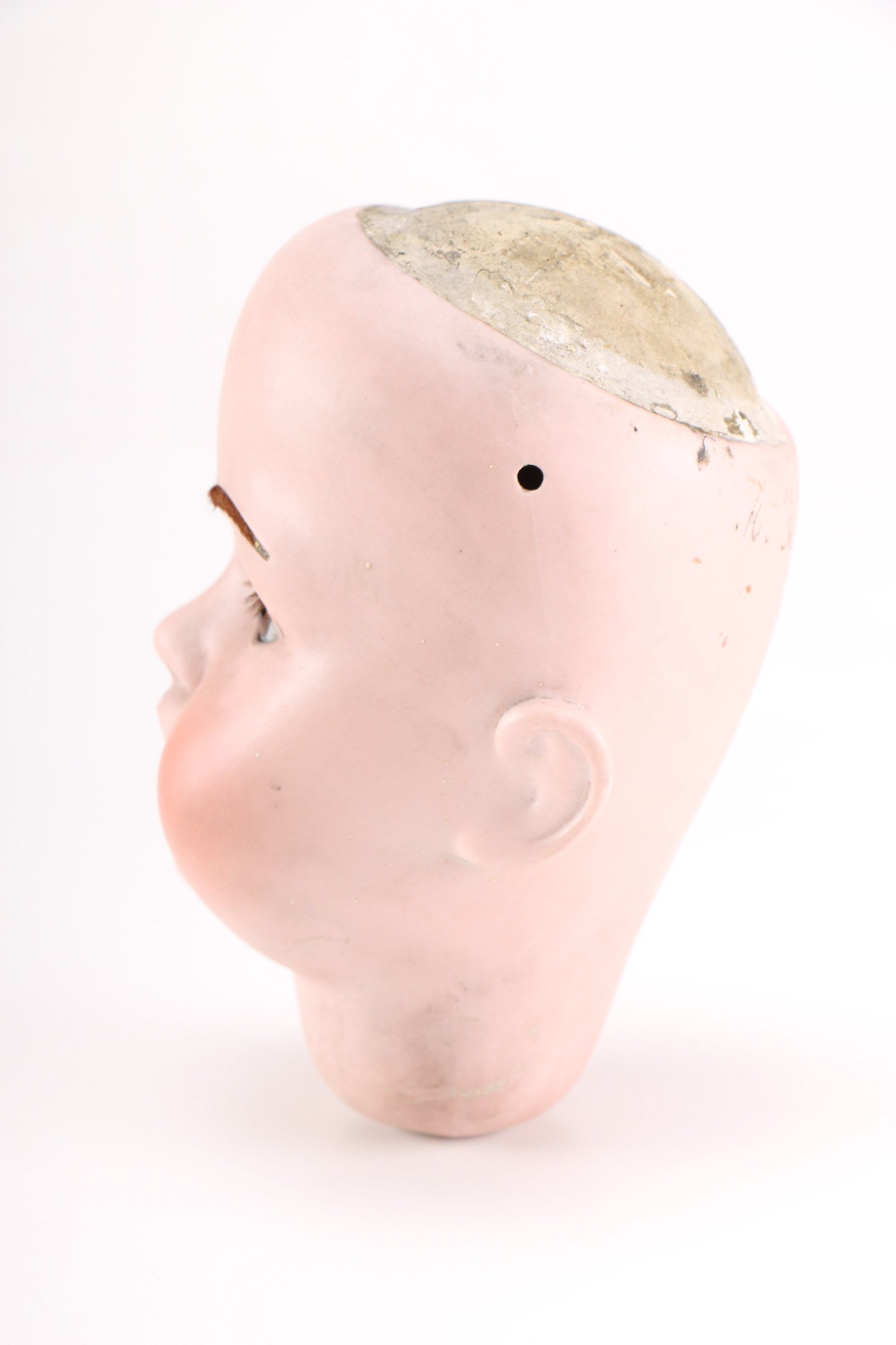 1930s J.D. Kestner Porcelain Doll Head with Brunette Wig