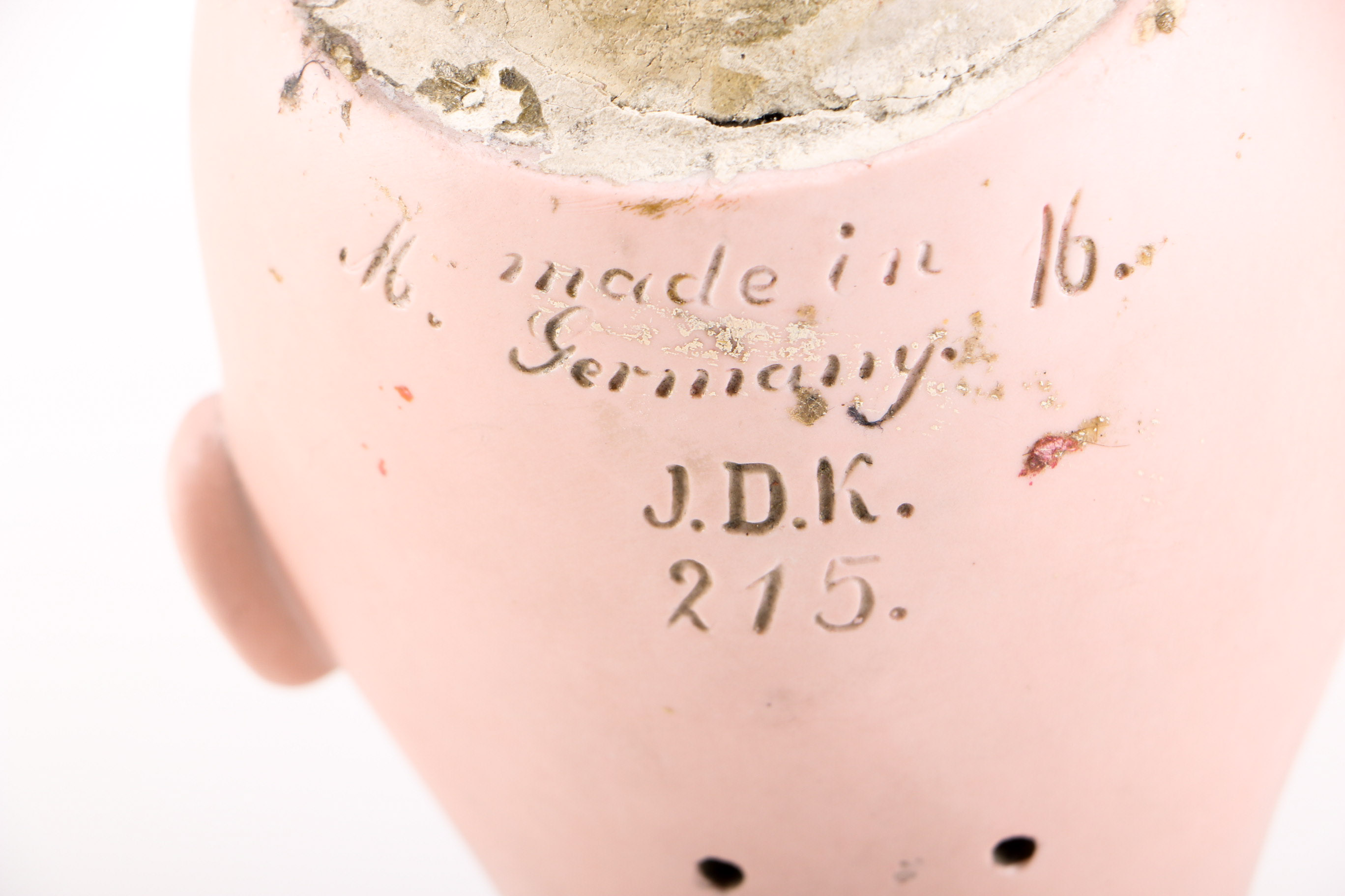 1930s J.D. Kestner Porcelain Doll Head with Brunette Wig