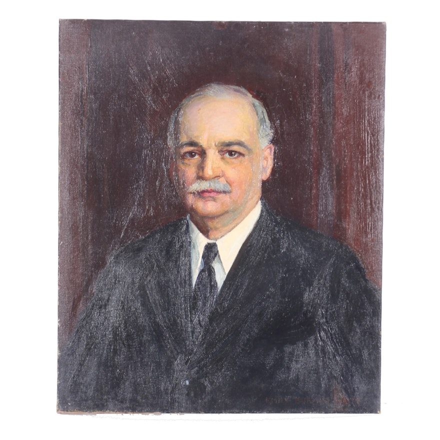 Emily B. Waite Oil on Canvas Portrait of Man