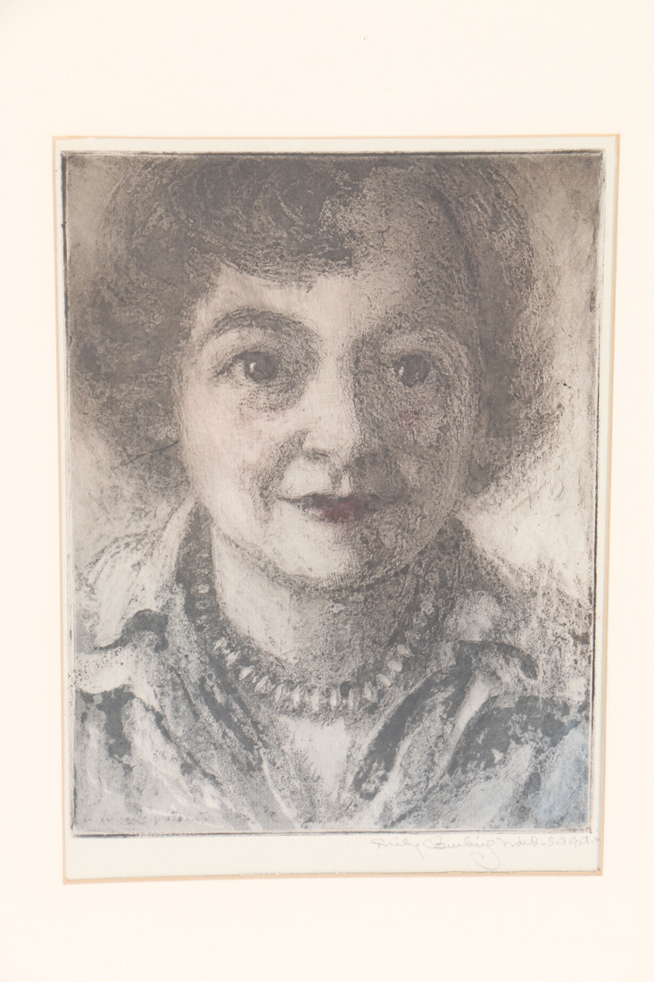 Emily B. Waite Self Portrait Etching on Paper