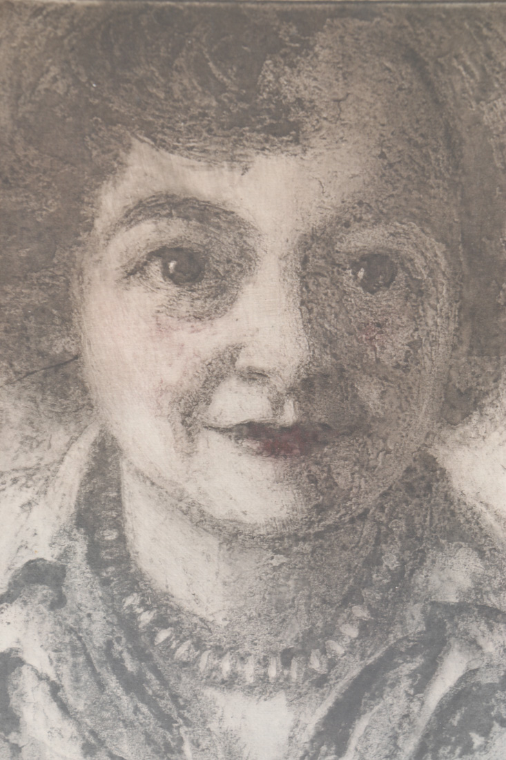 Emily B. Waite Self Portrait Etching on Paper