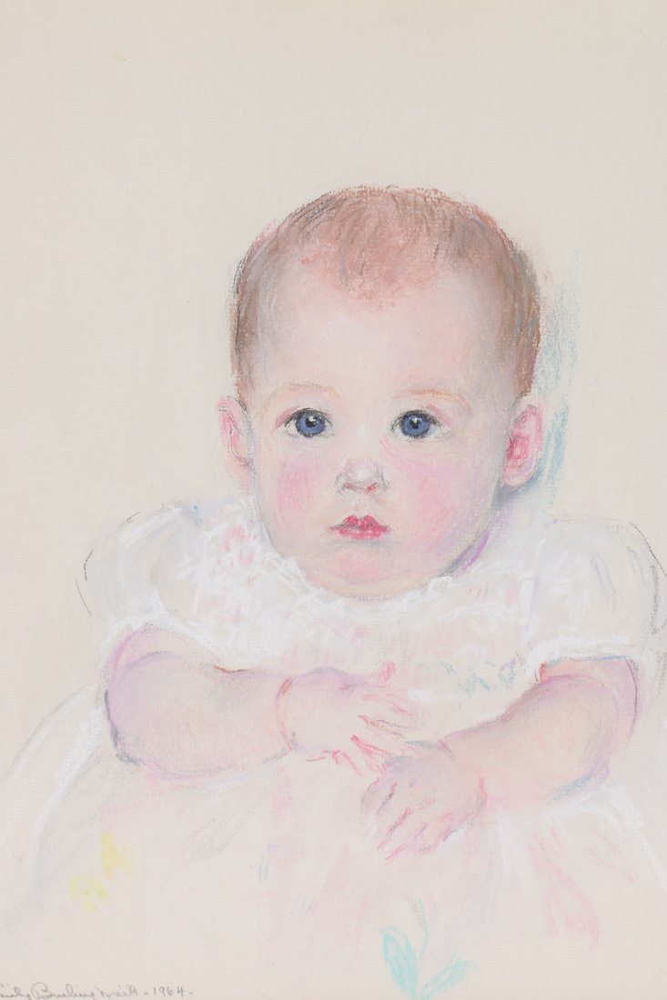 Emily B. Waite Pastel Drawing on Paper Portrait of a Baby