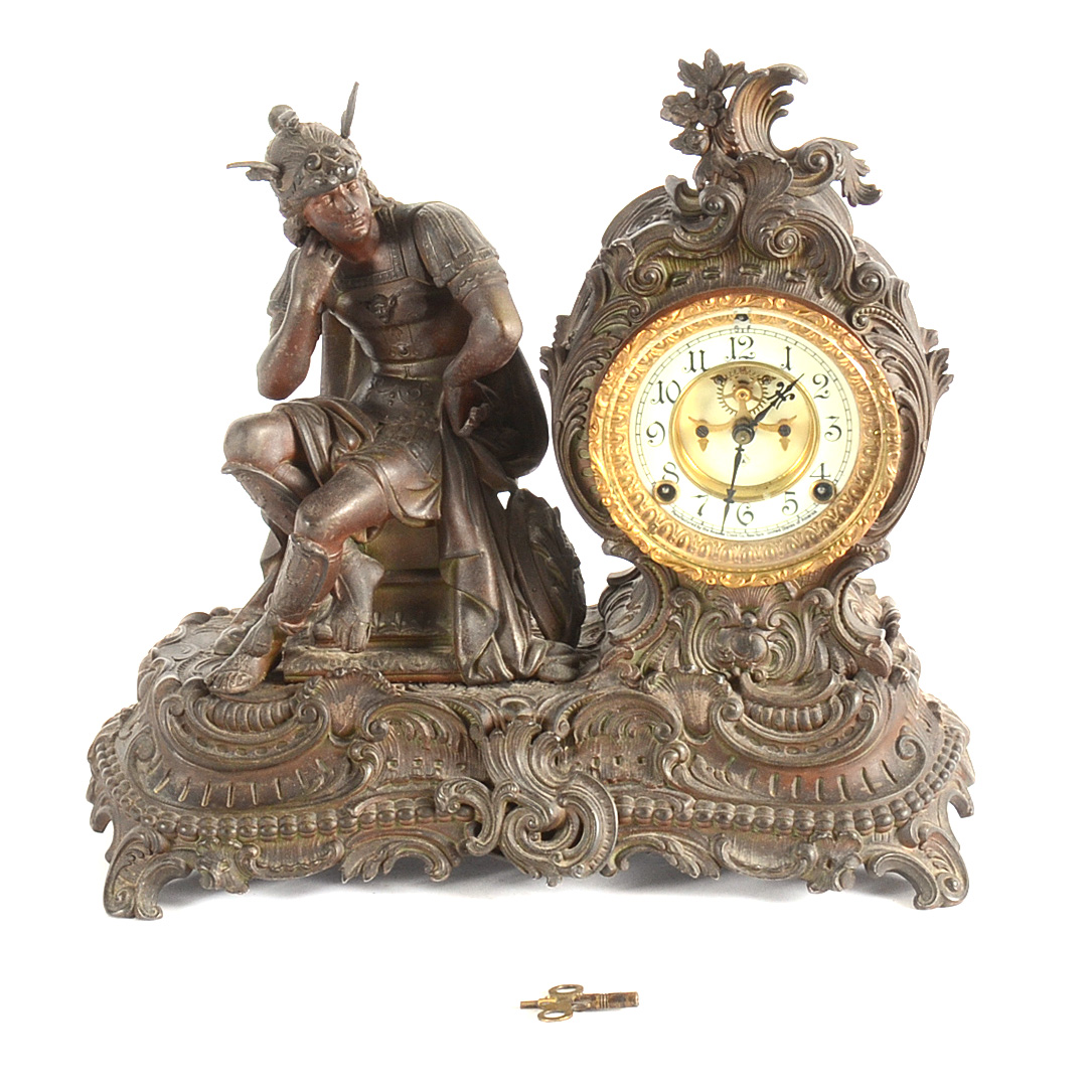 Ansonia Cast Spelter Figural Mantel Clock