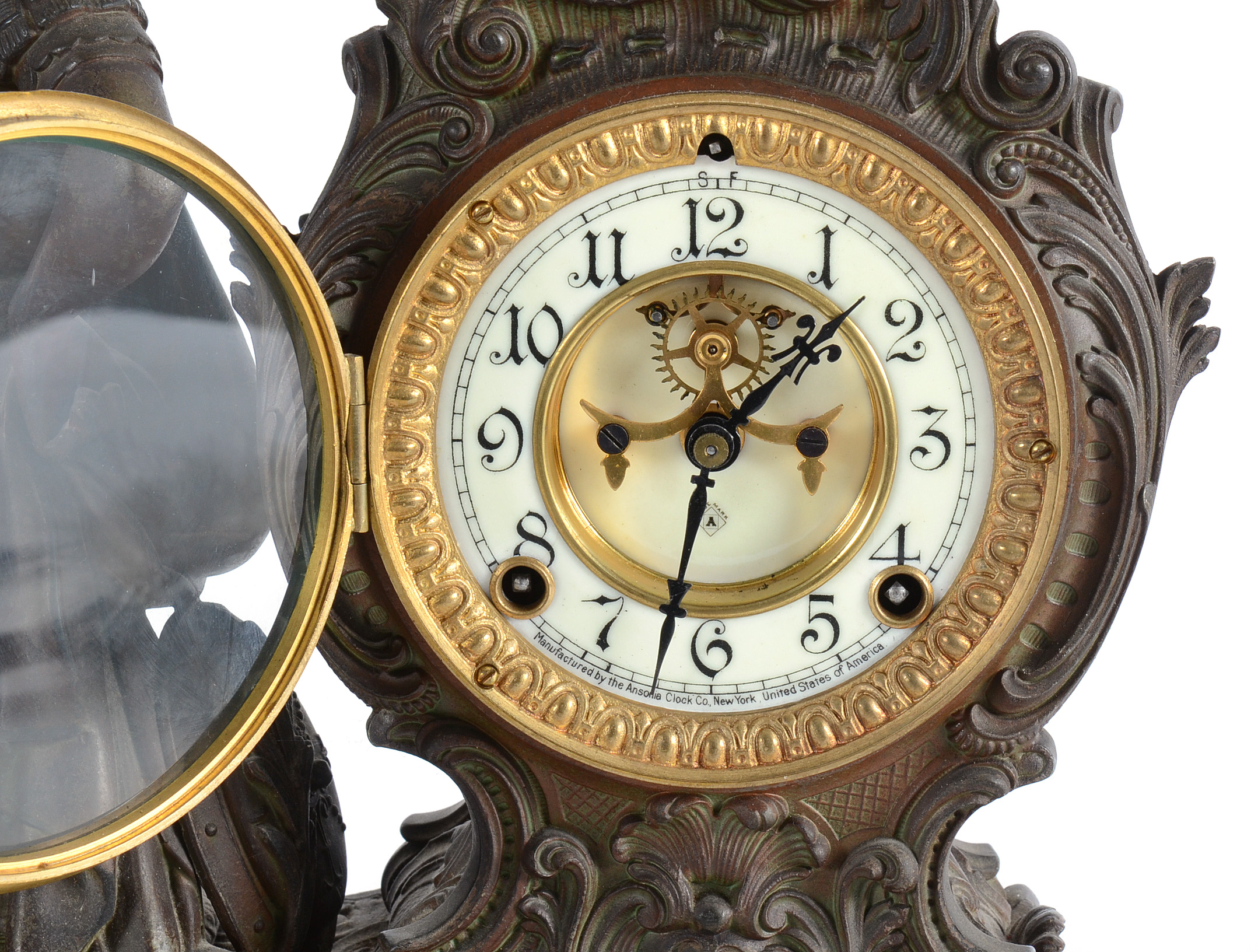 Ansonia Cast Spelter Figural Mantel Clock