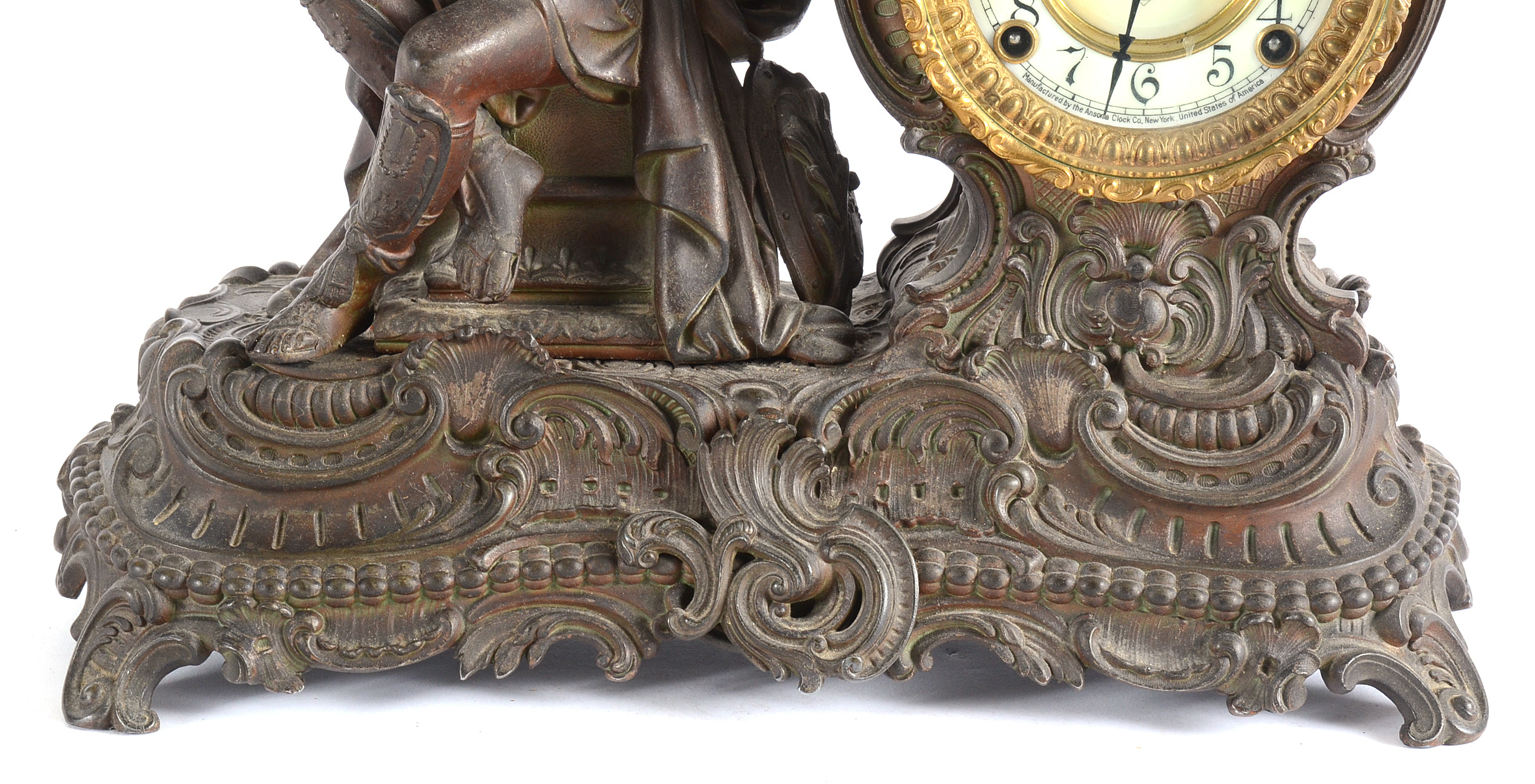 Ansonia Cast Spelter Figural Mantel Clock
