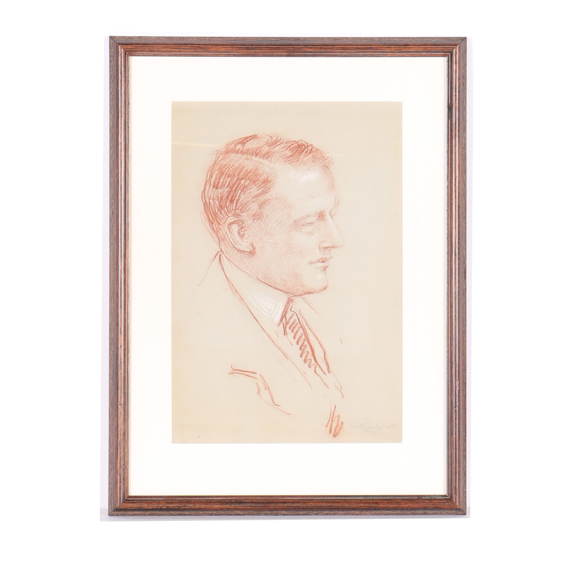 Emily B. Waite Conté Crayon Drawing on Paper Portrait of a Man