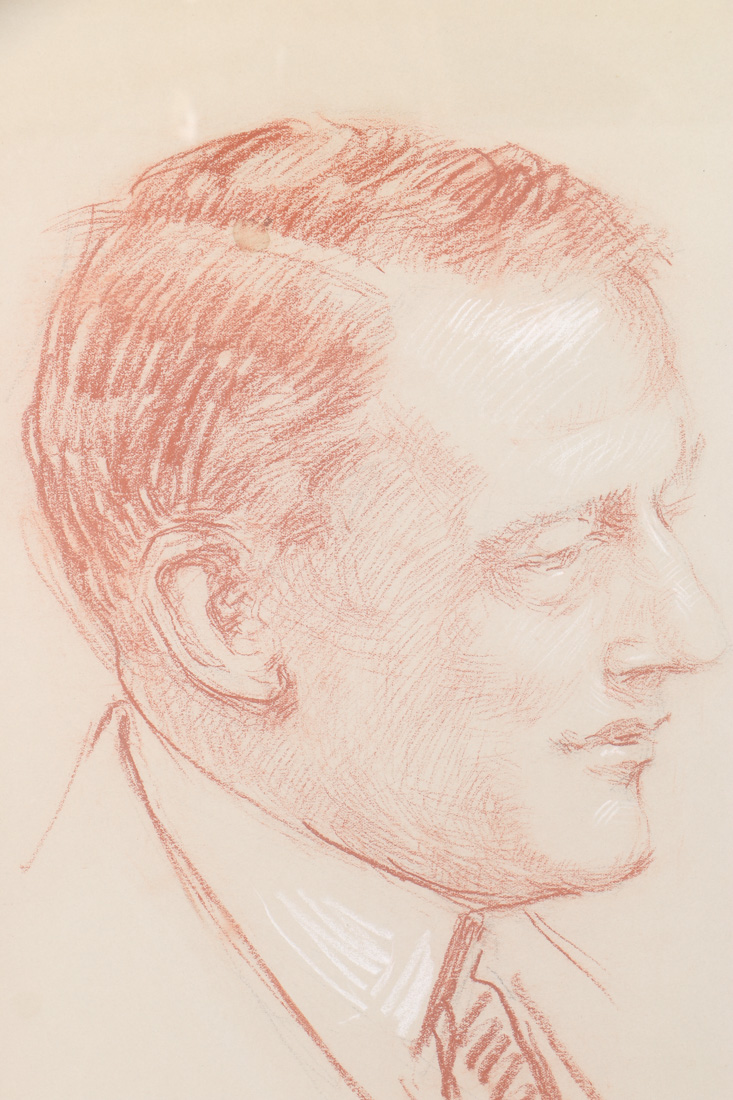 Emily B. Waite Conté Crayon Drawing on Paper Portrait of a Man