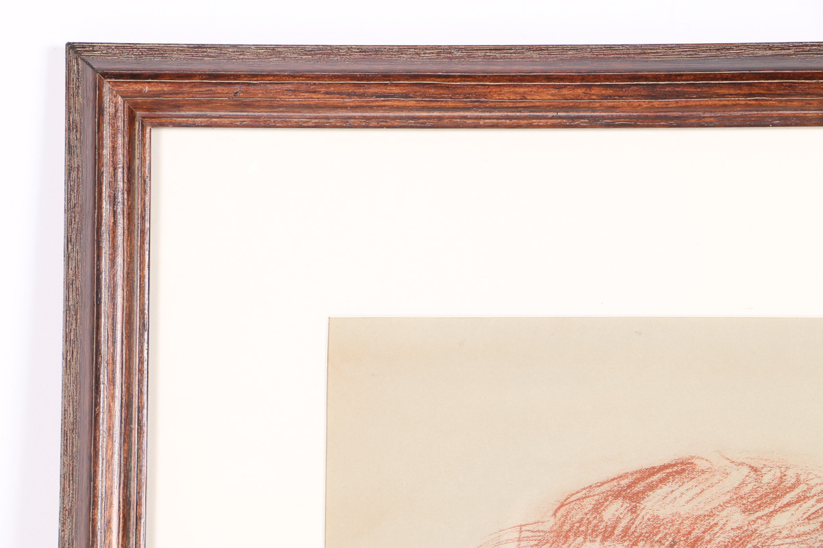 Emily B. Waite Conté Crayon Drawing on Paper Portrait of a Man