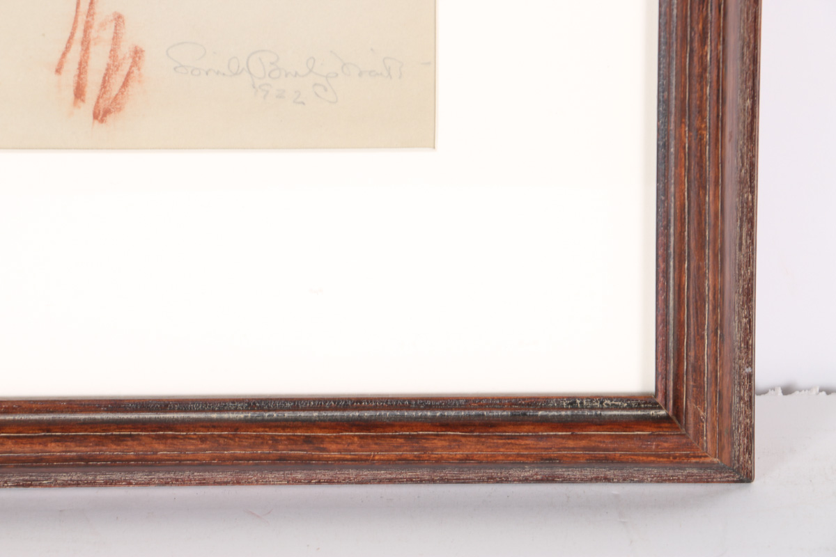 Emily B. Waite Conté Crayon Drawing on Paper Portrait of a Man