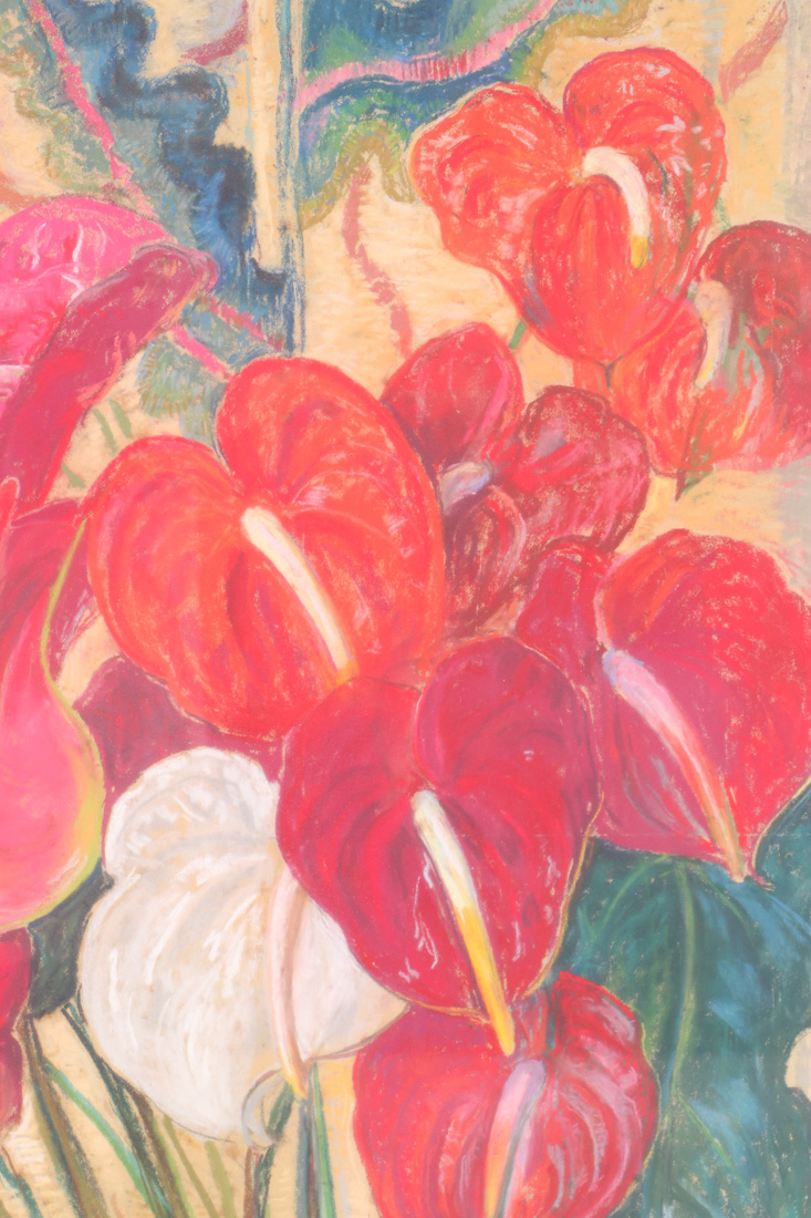 Emily B. Waite Chalk Pastel Drawing of Floral Still LIfe