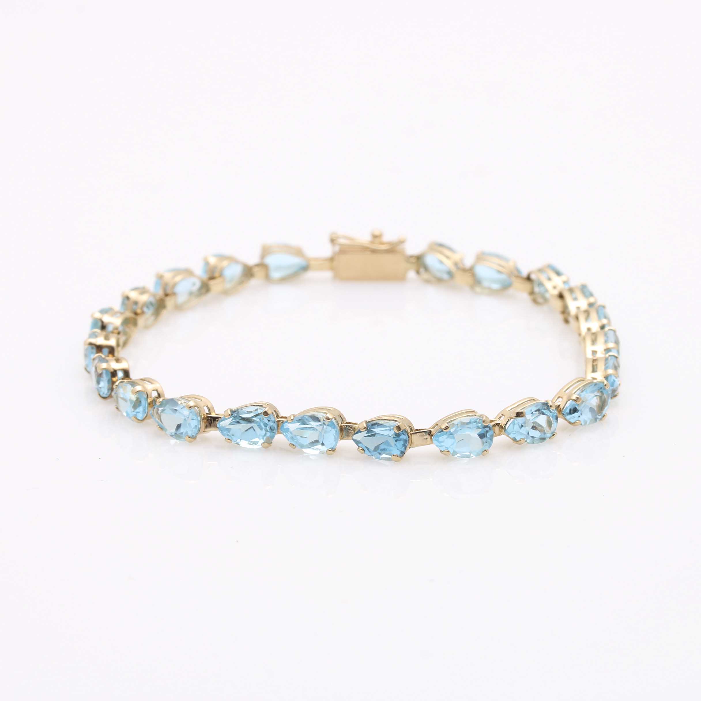 14K Yellow Gold Blue Topaz Demi Parure