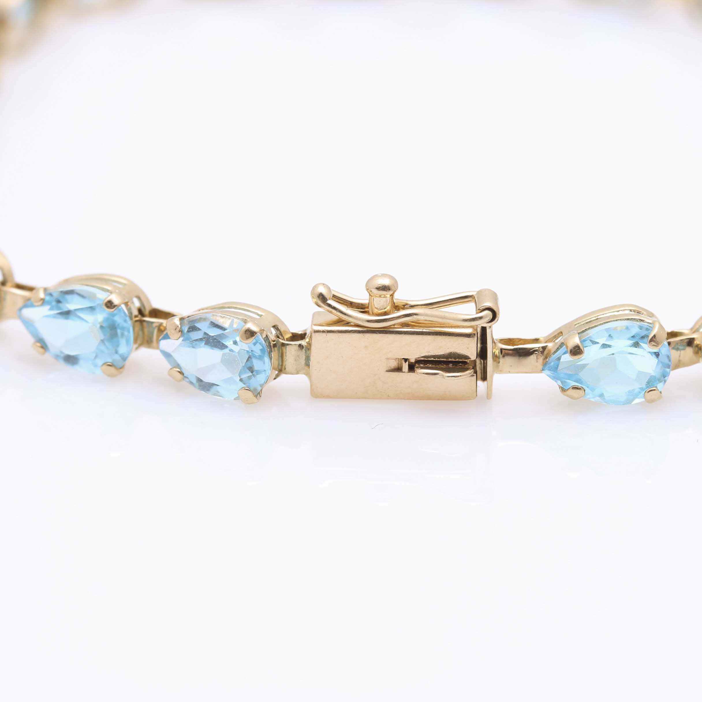 14K Yellow Gold Blue Topaz Demi Parure