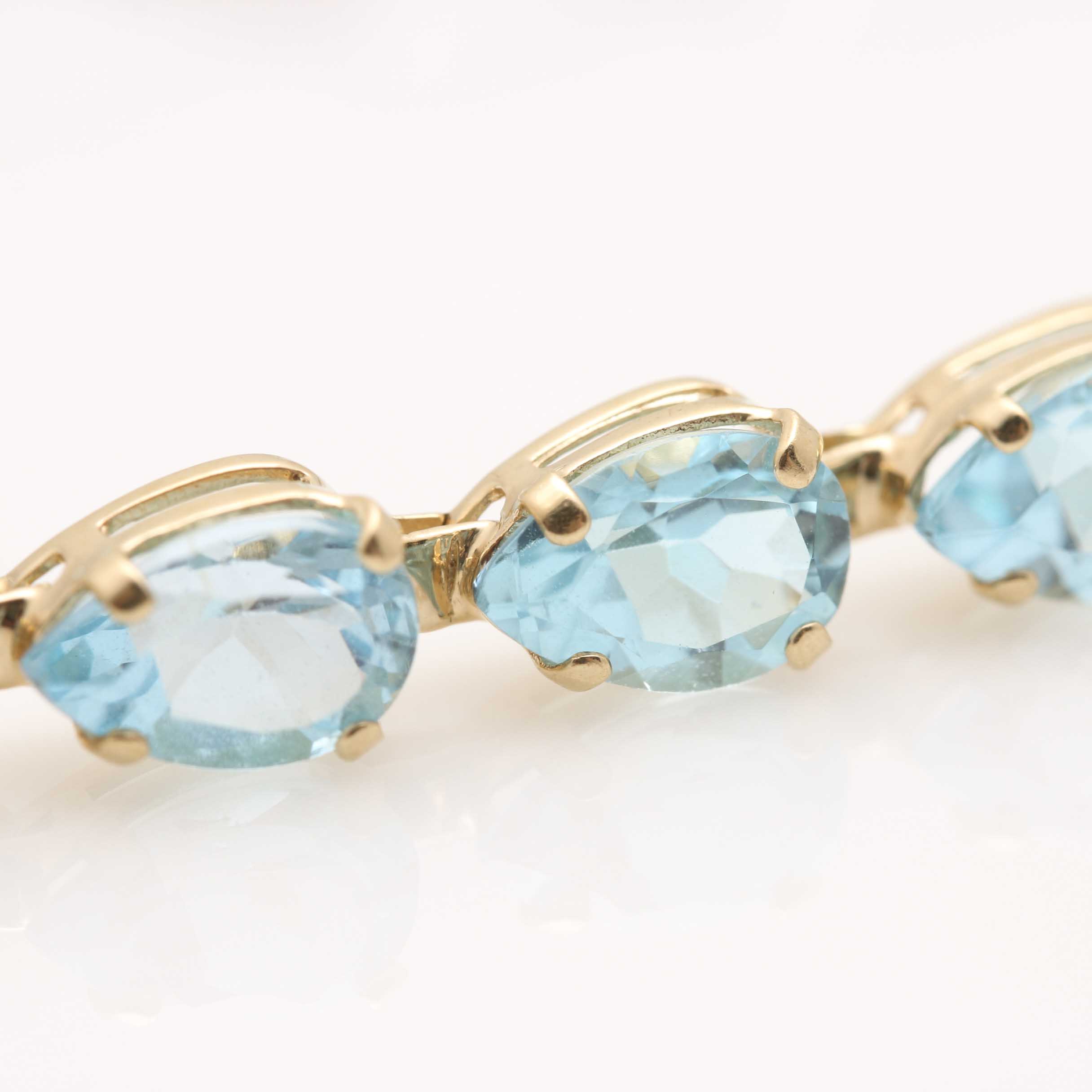 14K Yellow Gold Blue Topaz Demi Parure