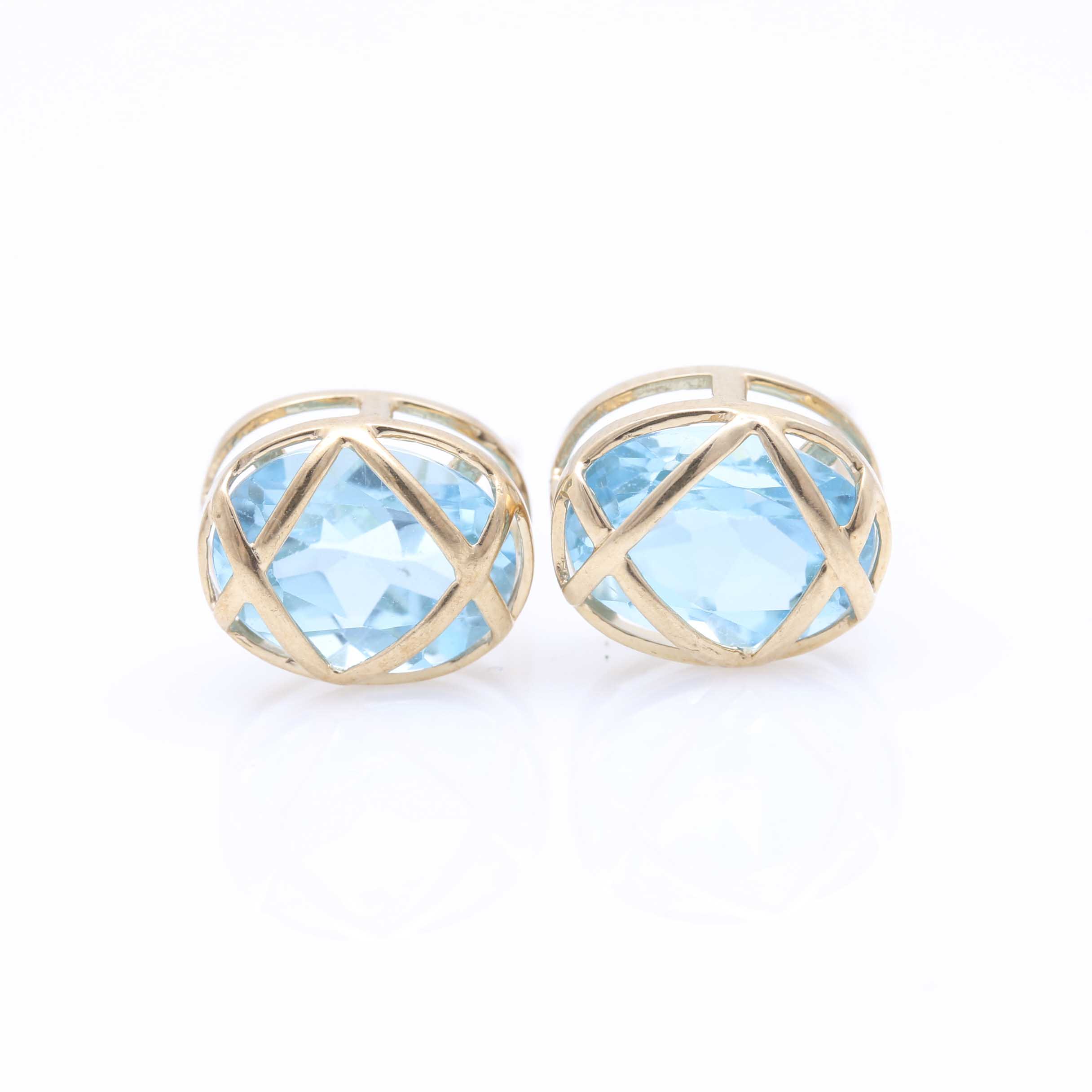 14K Yellow Gold Blue Topaz Demi Parure