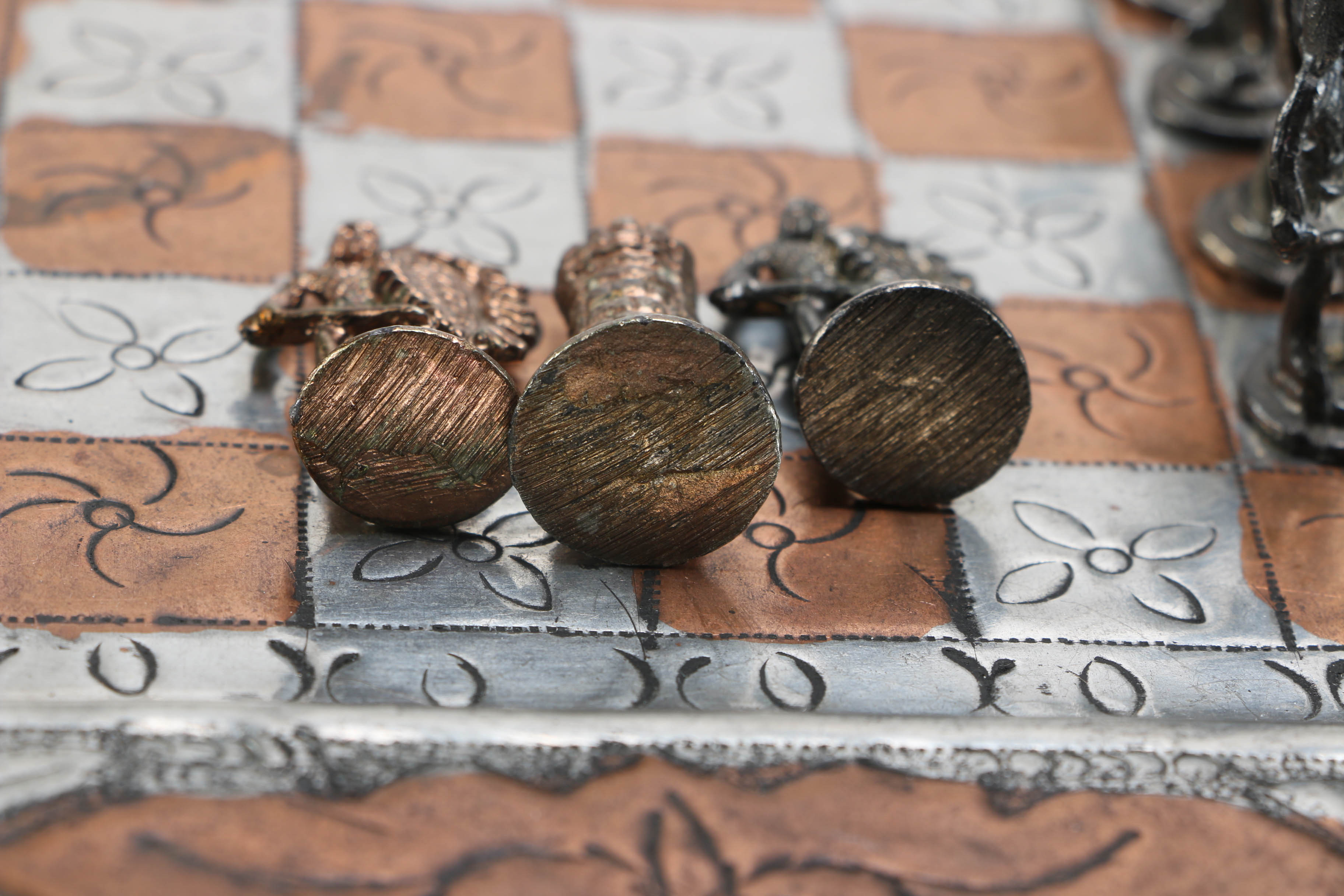 Tin and Copper Chess Set