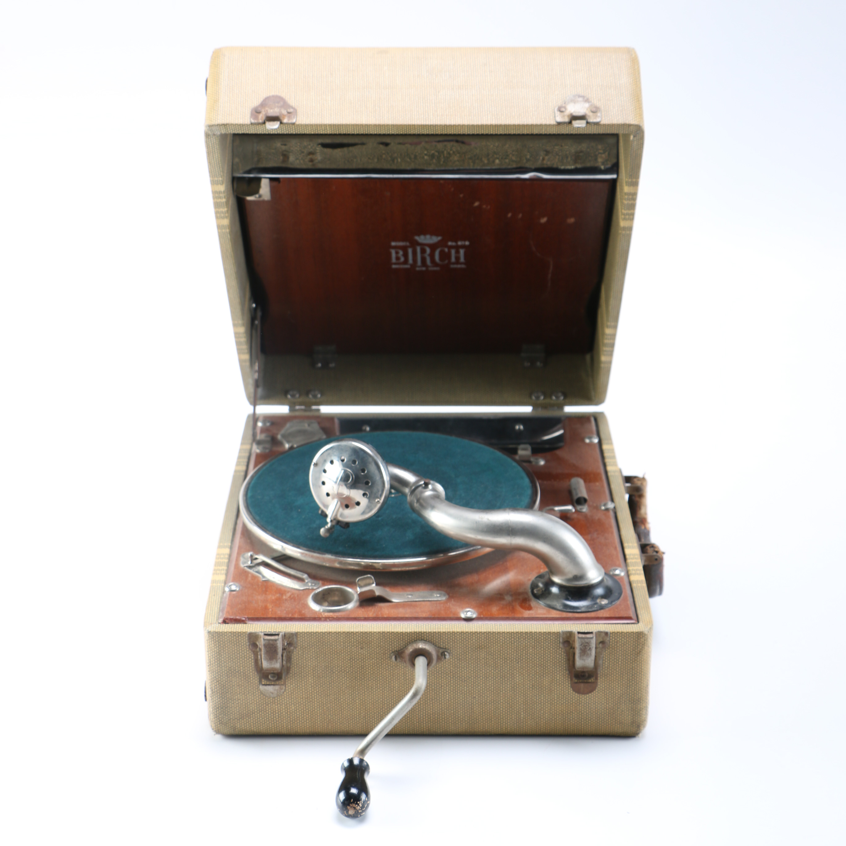 Birch Hand Crank Record Player