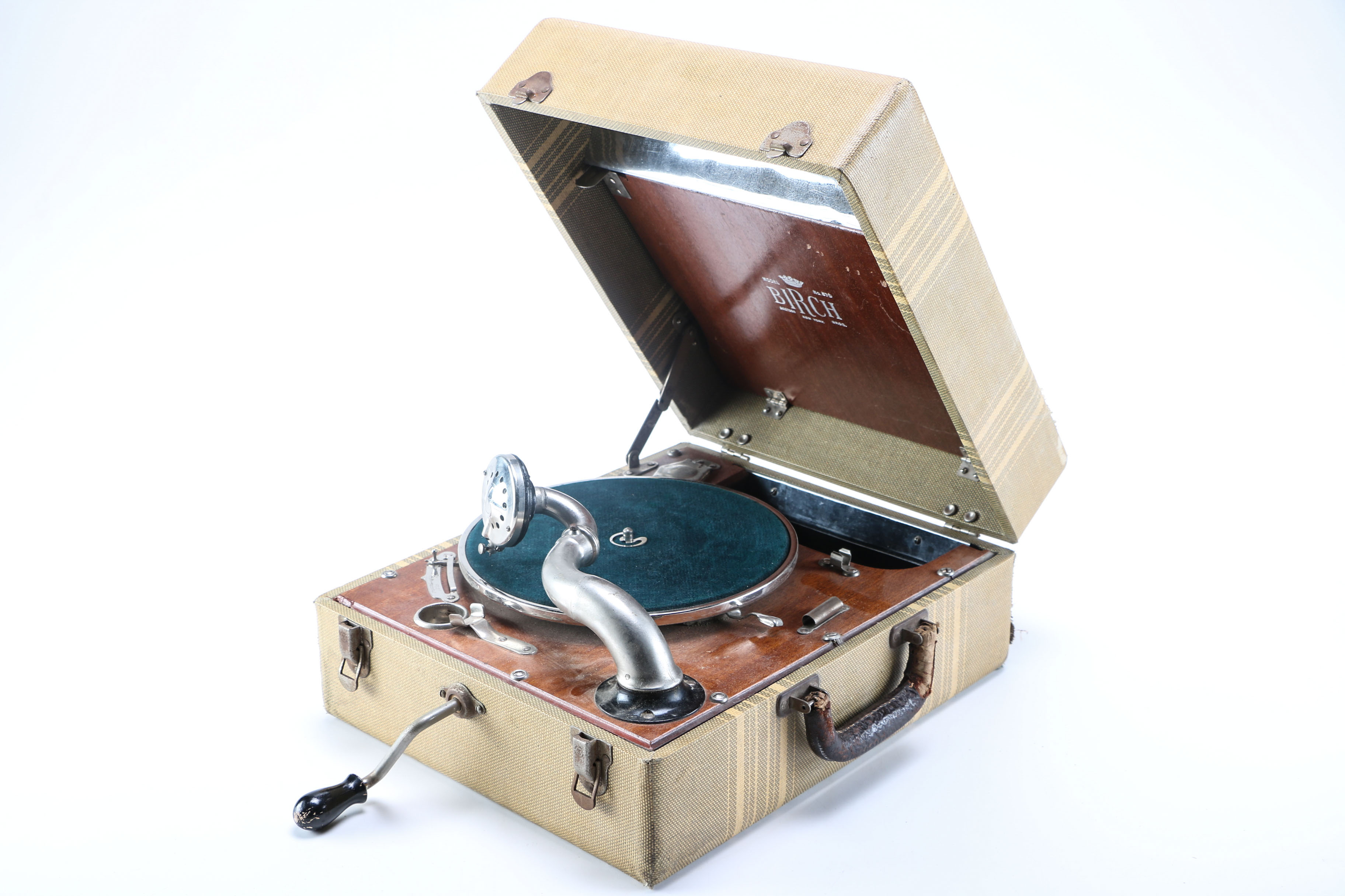 Birch Hand Crank Record Player