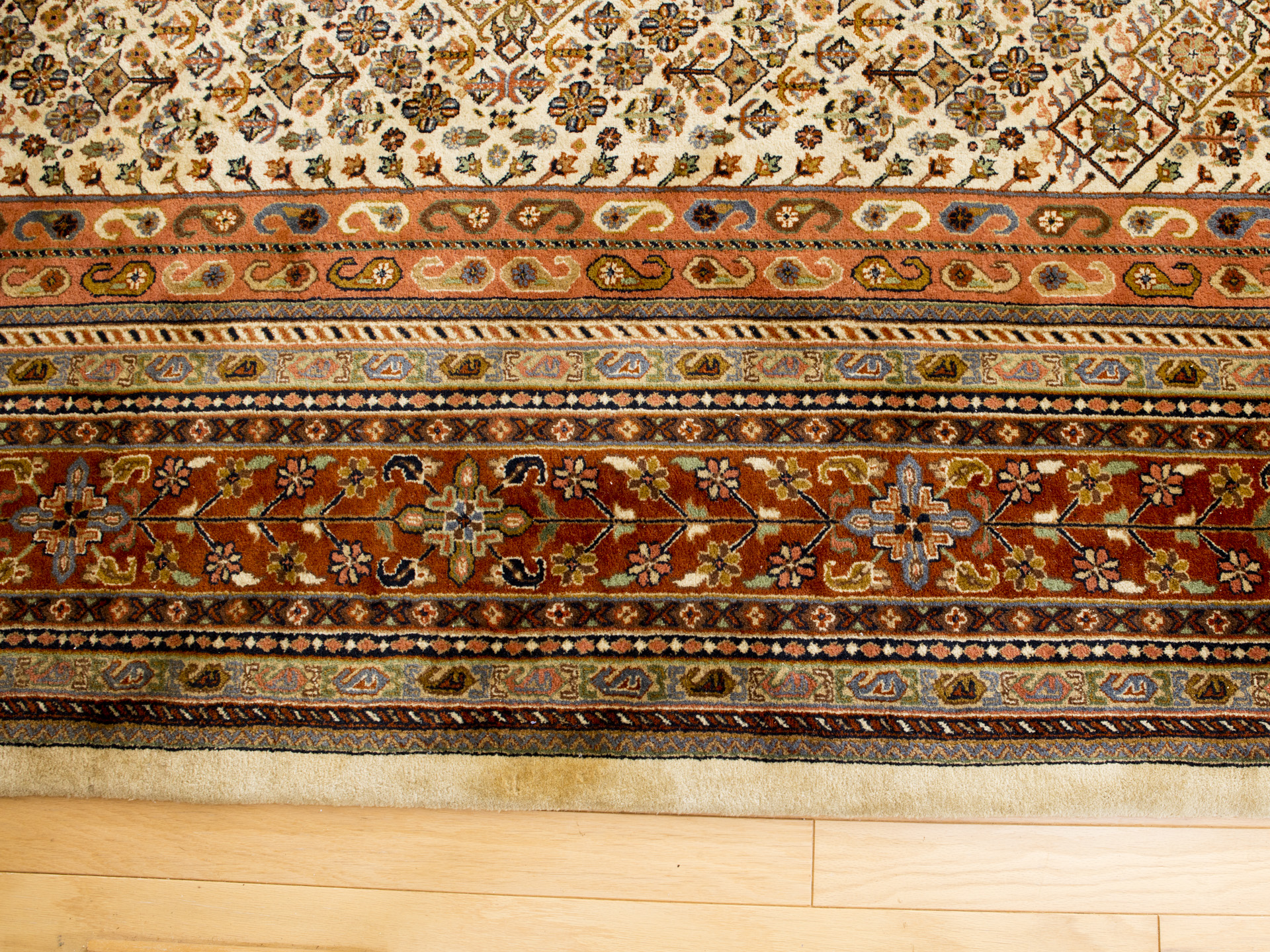 Room-Sized Hand-Knotted Indian Nizam Area Rug