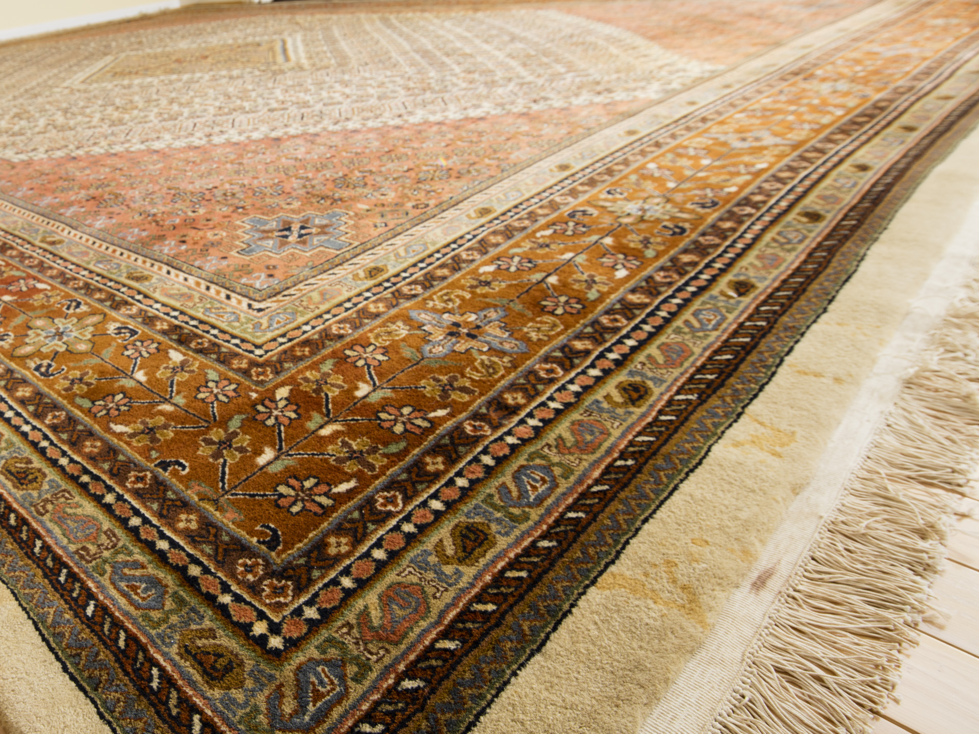 Room-Sized Hand-Knotted Indian Nizam Area Rug
