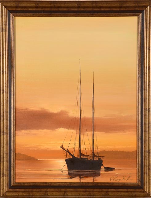 George E. Lee Original Maritime Oil Painting on Canvas