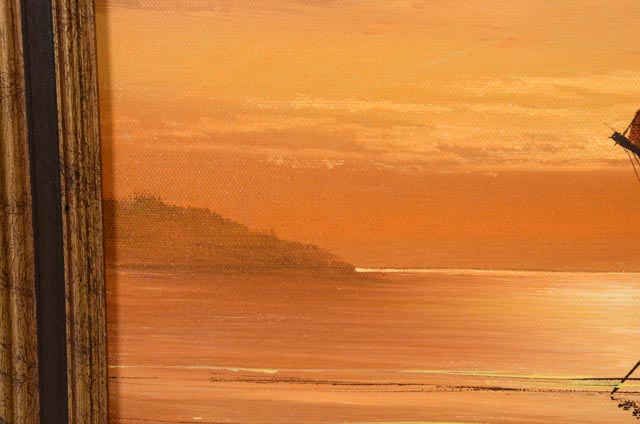 George E. Lee Original Maritime Oil Painting on Canvas