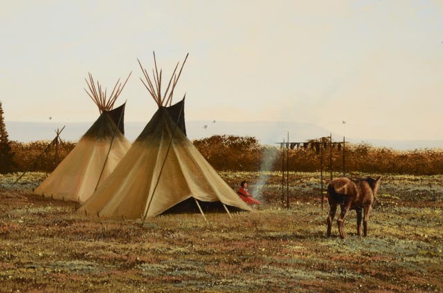 Lynn Griffin Original Oil Painting on Canvas "Meadow Camp"