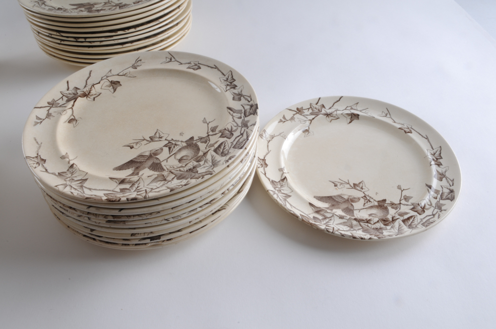 Antique George Jones & Sons Brown "Ivy Bower" Transferware China